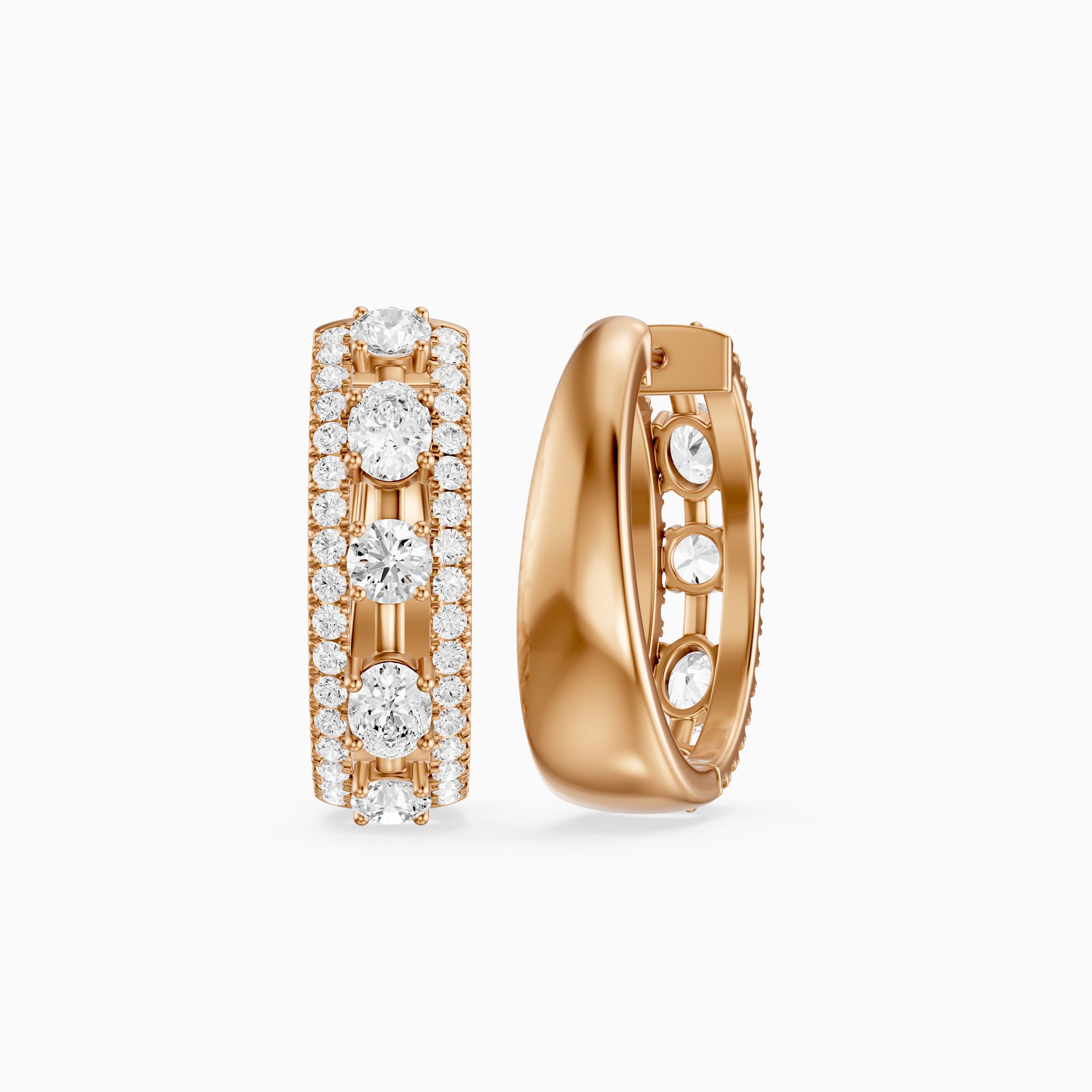 Gloria Round and Oval Cut Lab Grown Diamond Hoop Earrings