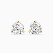 Daria Round Cut Lab Diamond Three Prong Solitaire Stud Earrings