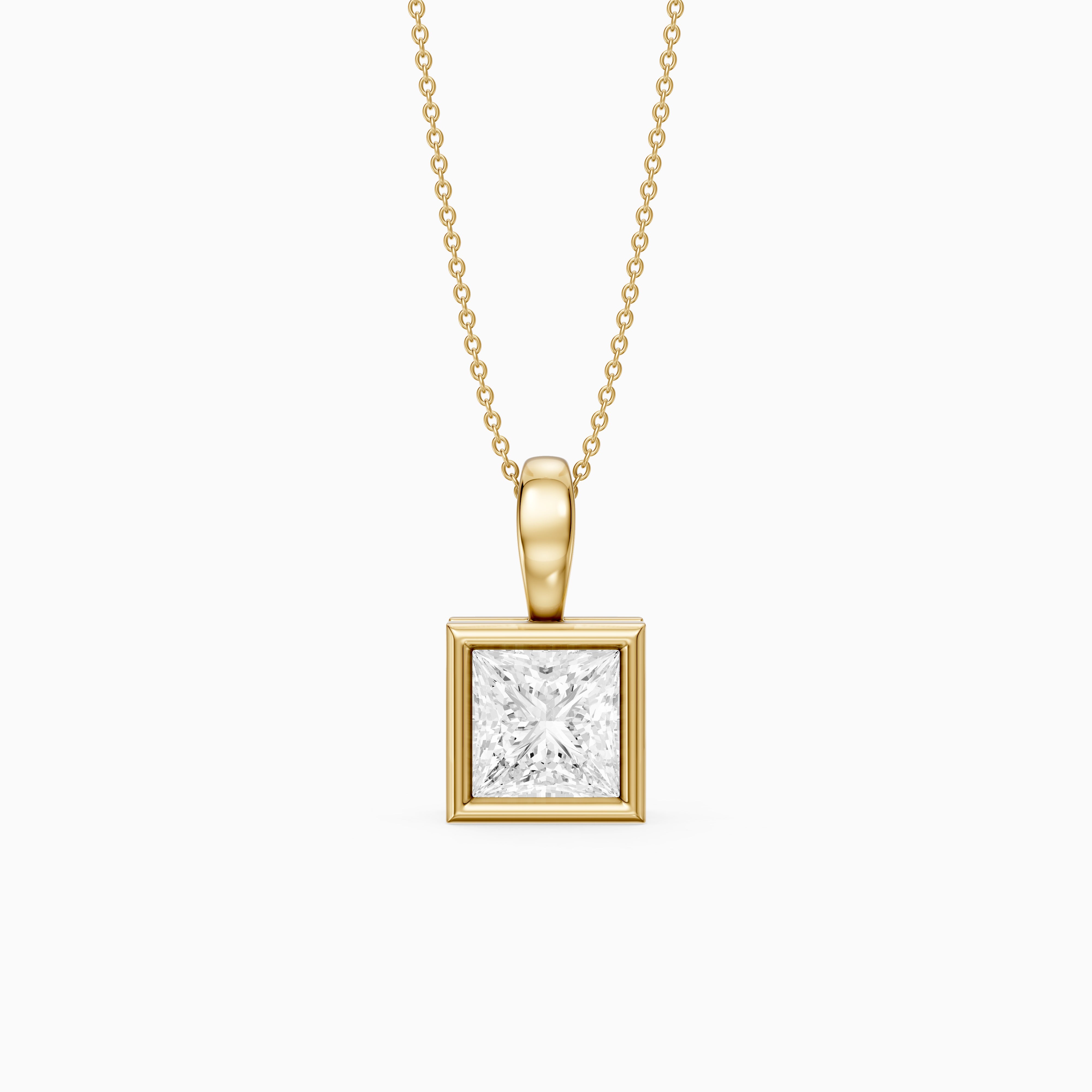 Marilyn Princess Cut Bezel Lab Grown Diamond Solitaire Pendant