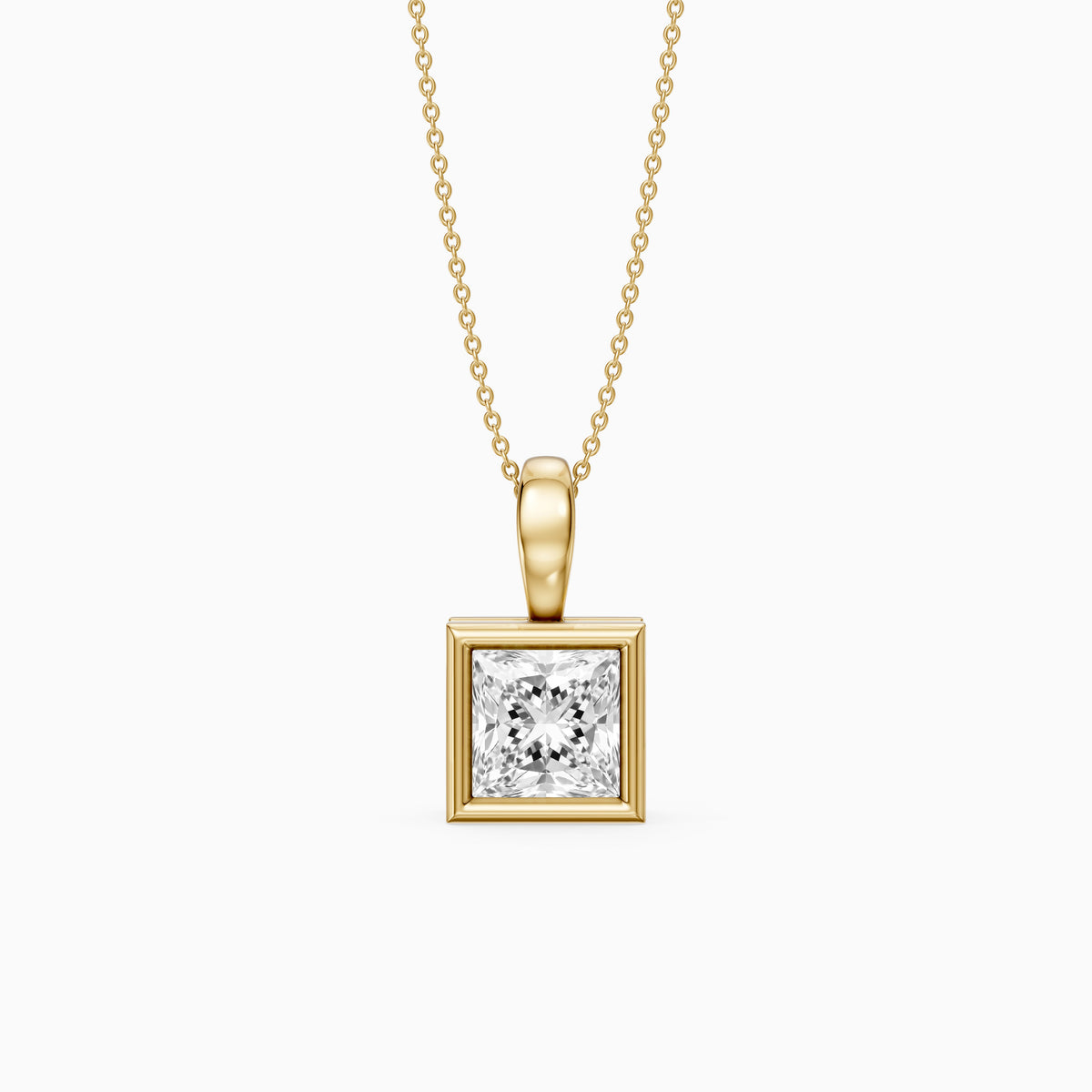 Marilyn Princess Cut Bezel Lab Grown Diamond Solitaire Pendant