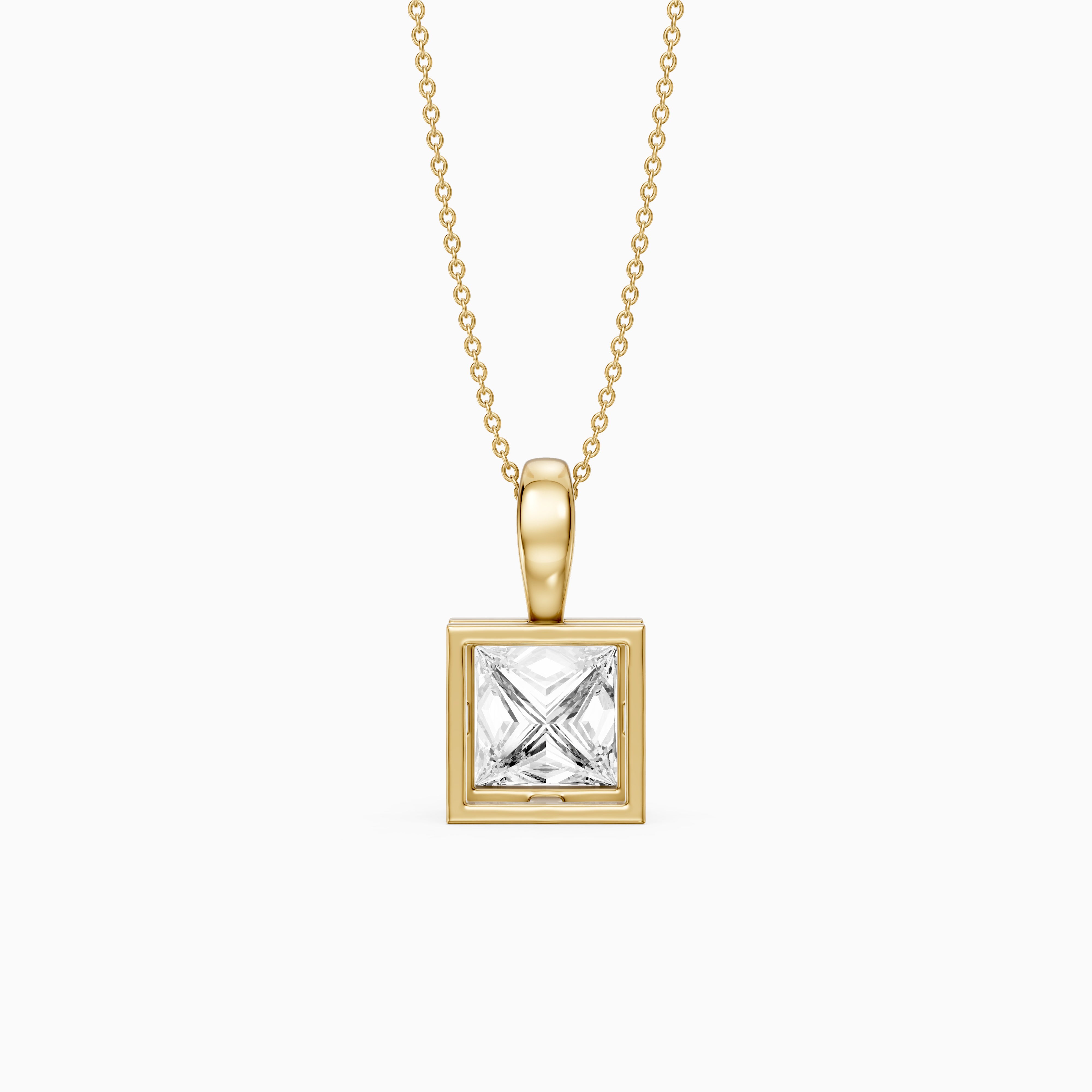 Marilyn Princess Cut Bezel Lab Grown Diamond Solitaire Pendant