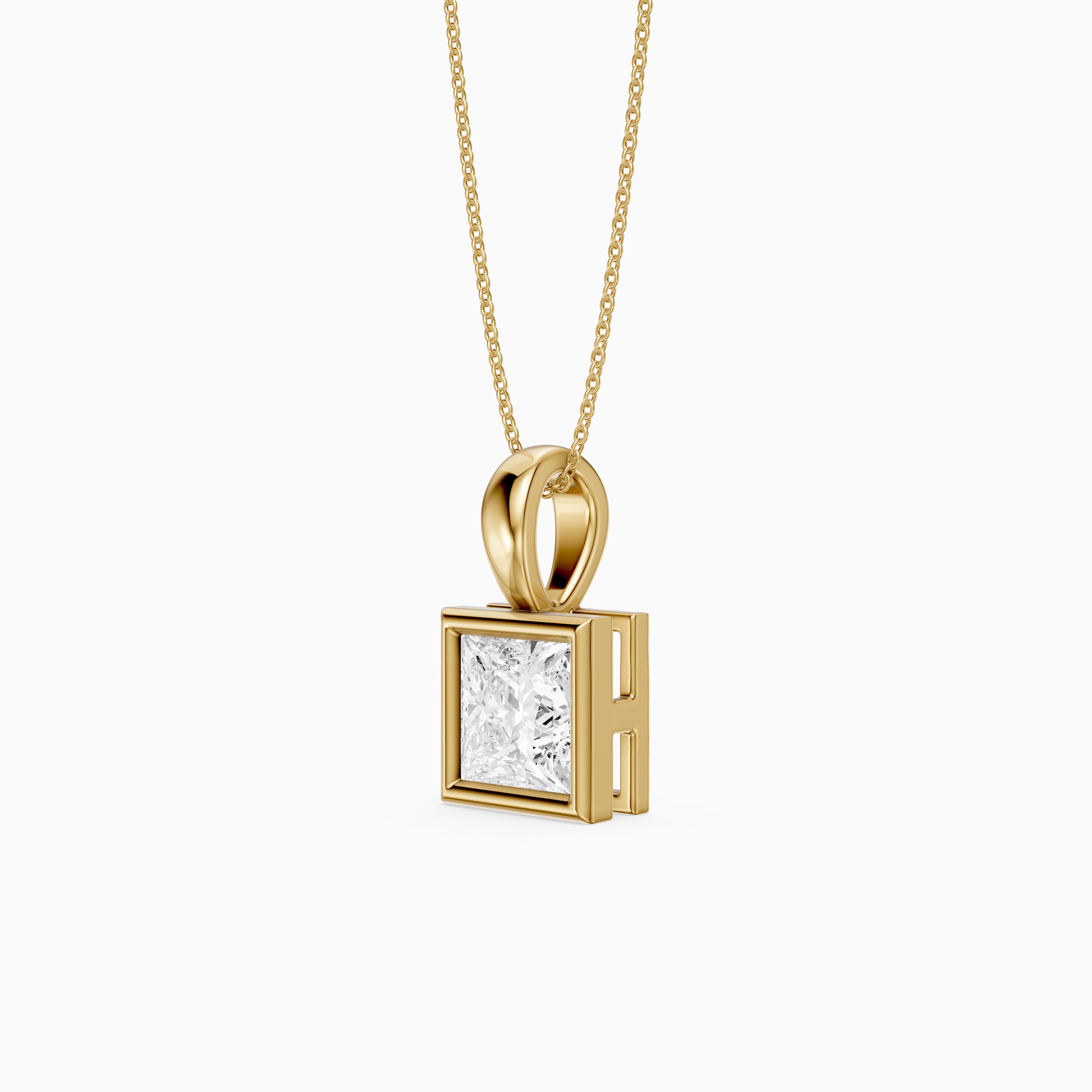 Marilyn Princess Cut Bezel Lab Grown Diamond Solitaire Pendant