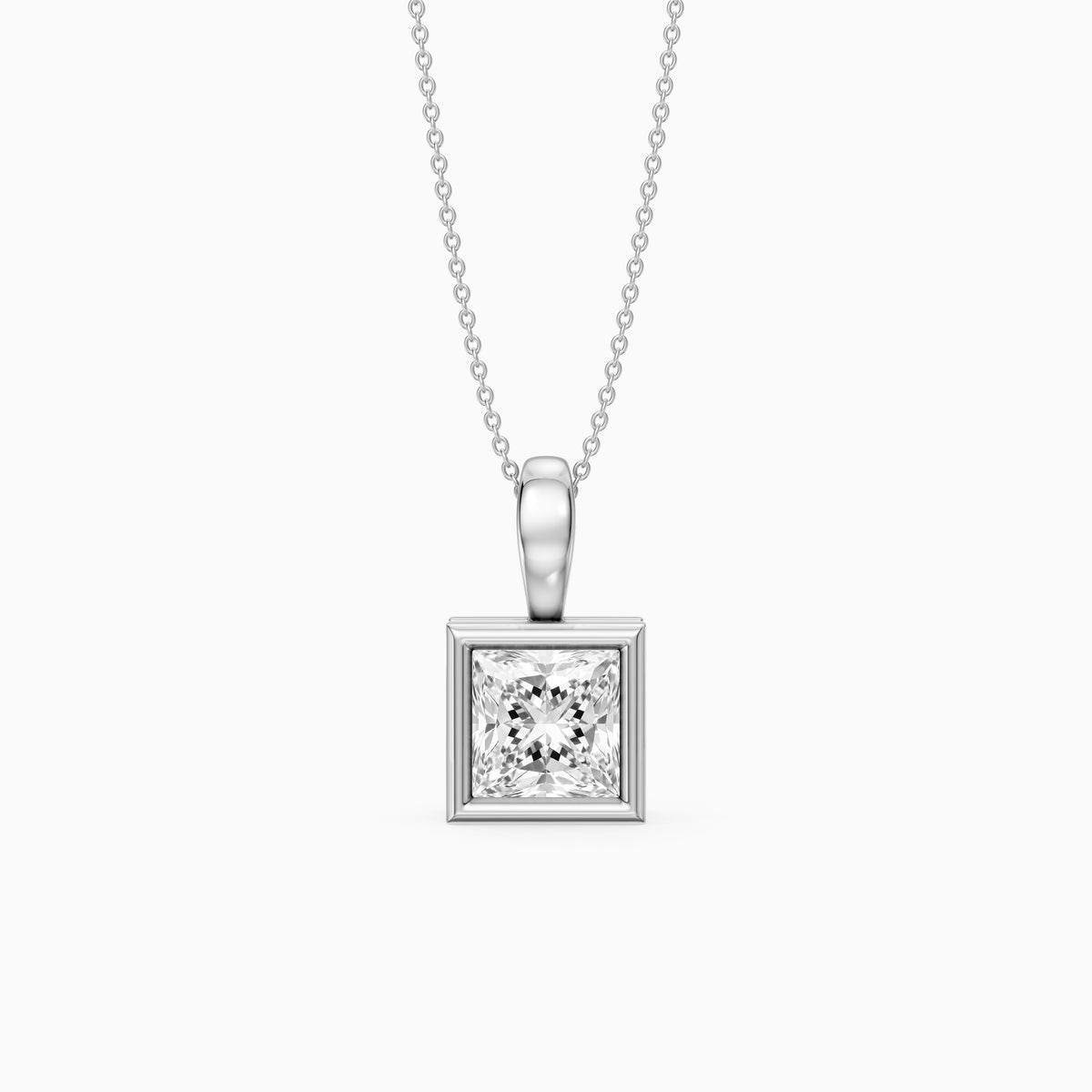 Marilyn Princess Cut Bezel Lab Grown Diamond Solitaire Pendant