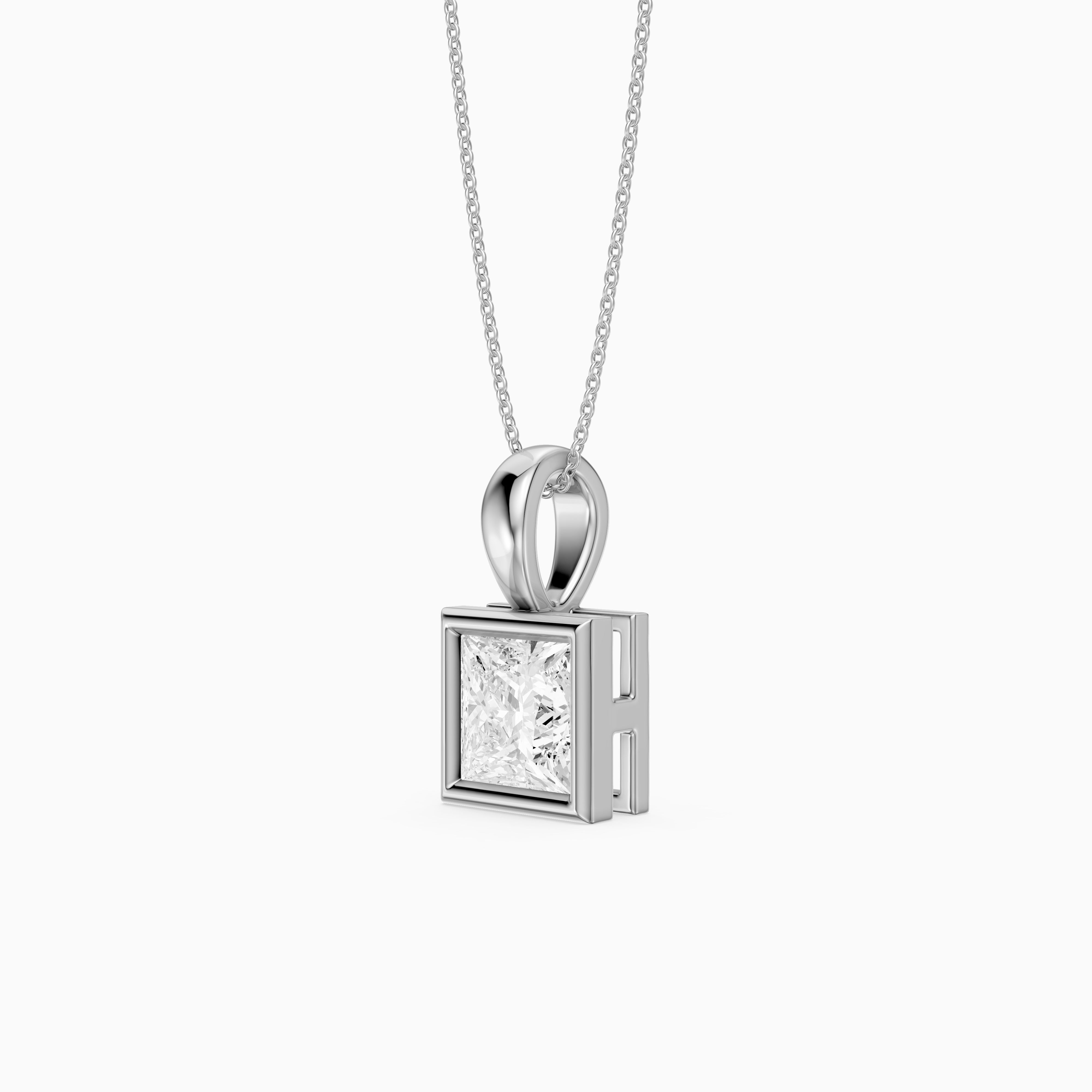 Marilyn Princess Cut Bezel Lab Grown Diamond Solitaire Pendant