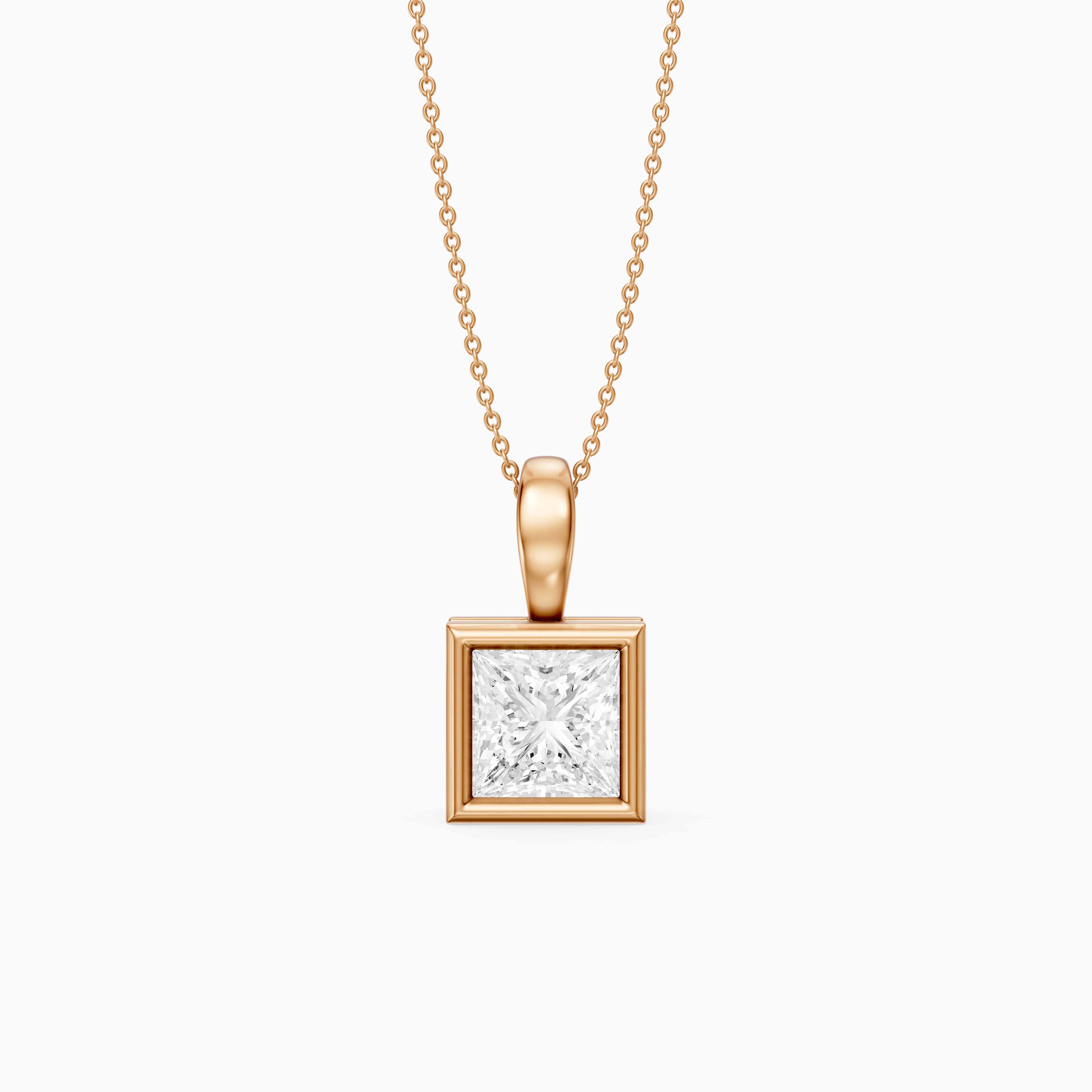 Marilyn Princess Cut Bezel Lab Grown Diamond Solitaire Pendant