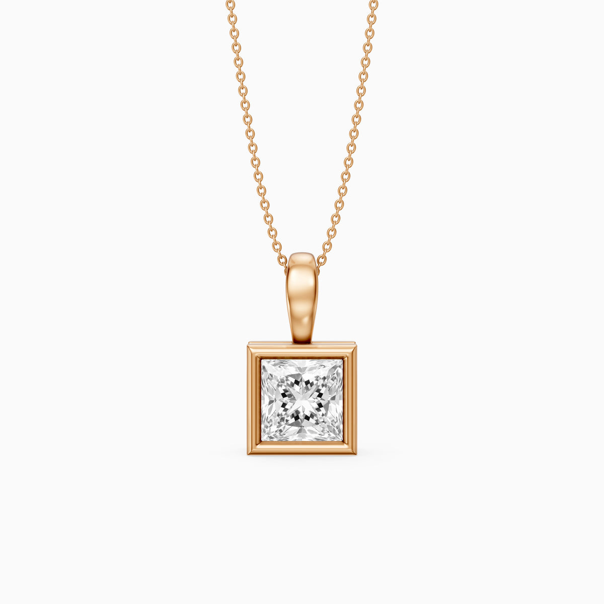 Marilyn Princess Cut Bezel Lab Grown Diamond Solitaire Pendant