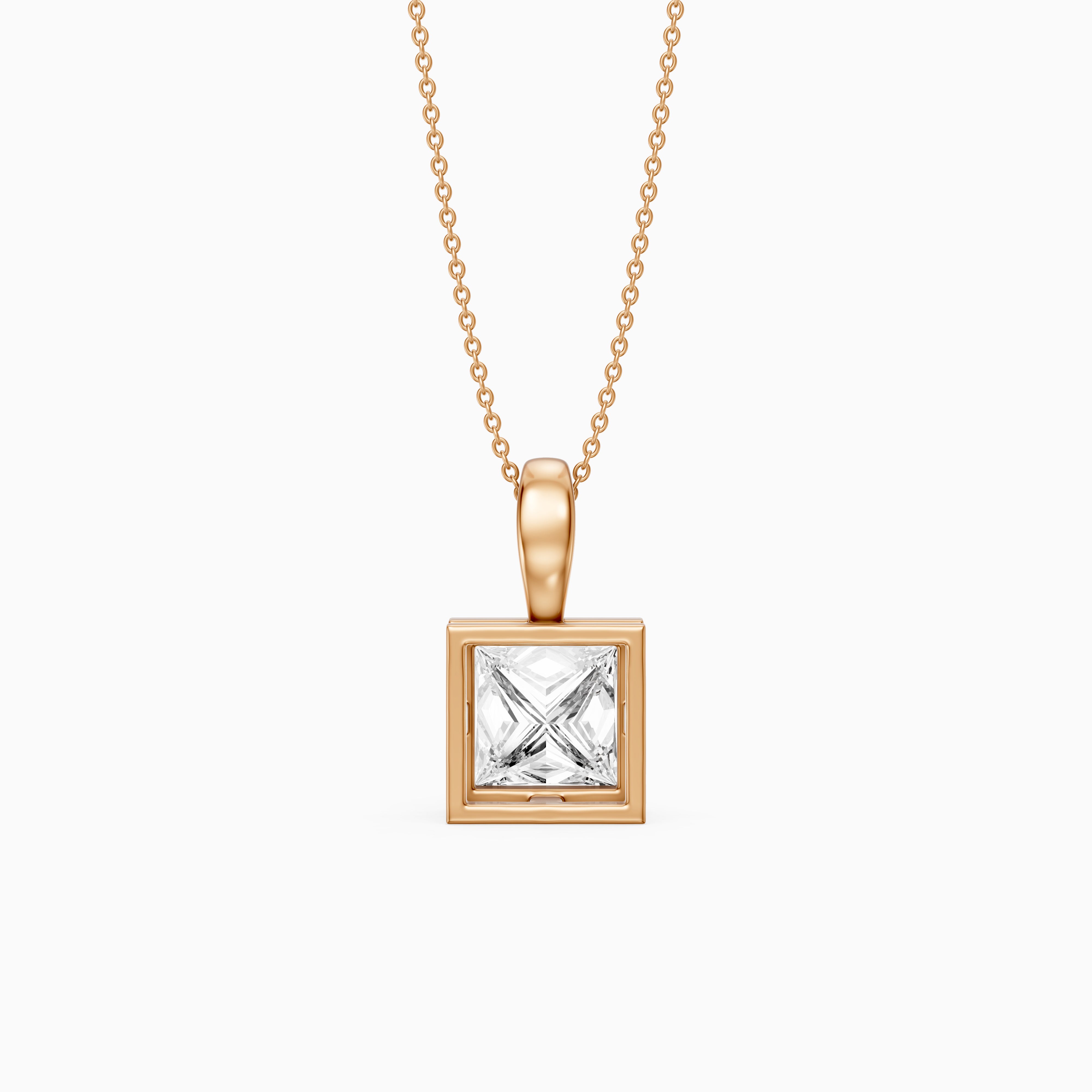 Marilyn Princess Cut Bezel Lab Grown Diamond Solitaire Pendant