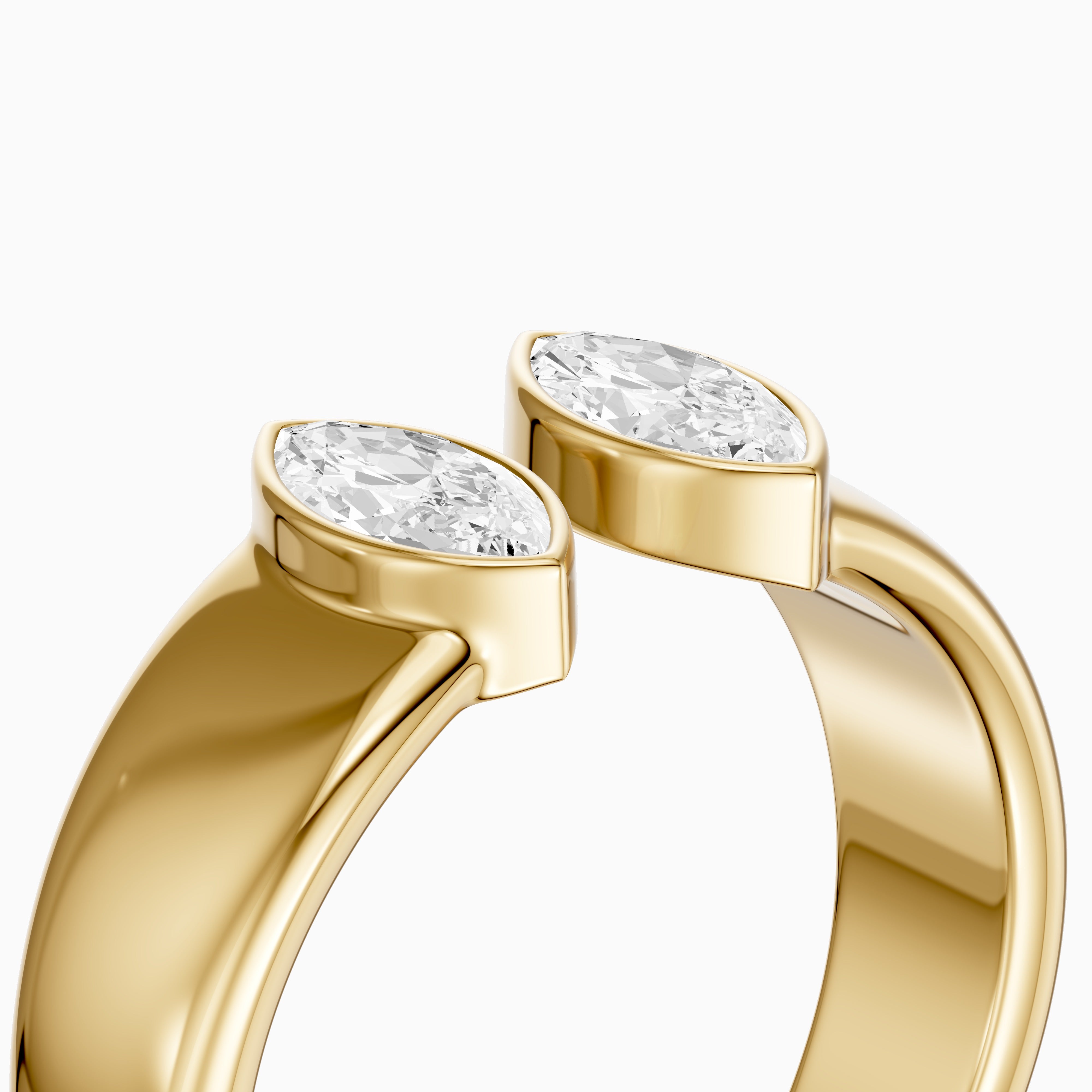 Filipa Marquise Cut Lab Diamond Bezel Set Open Cigar Band