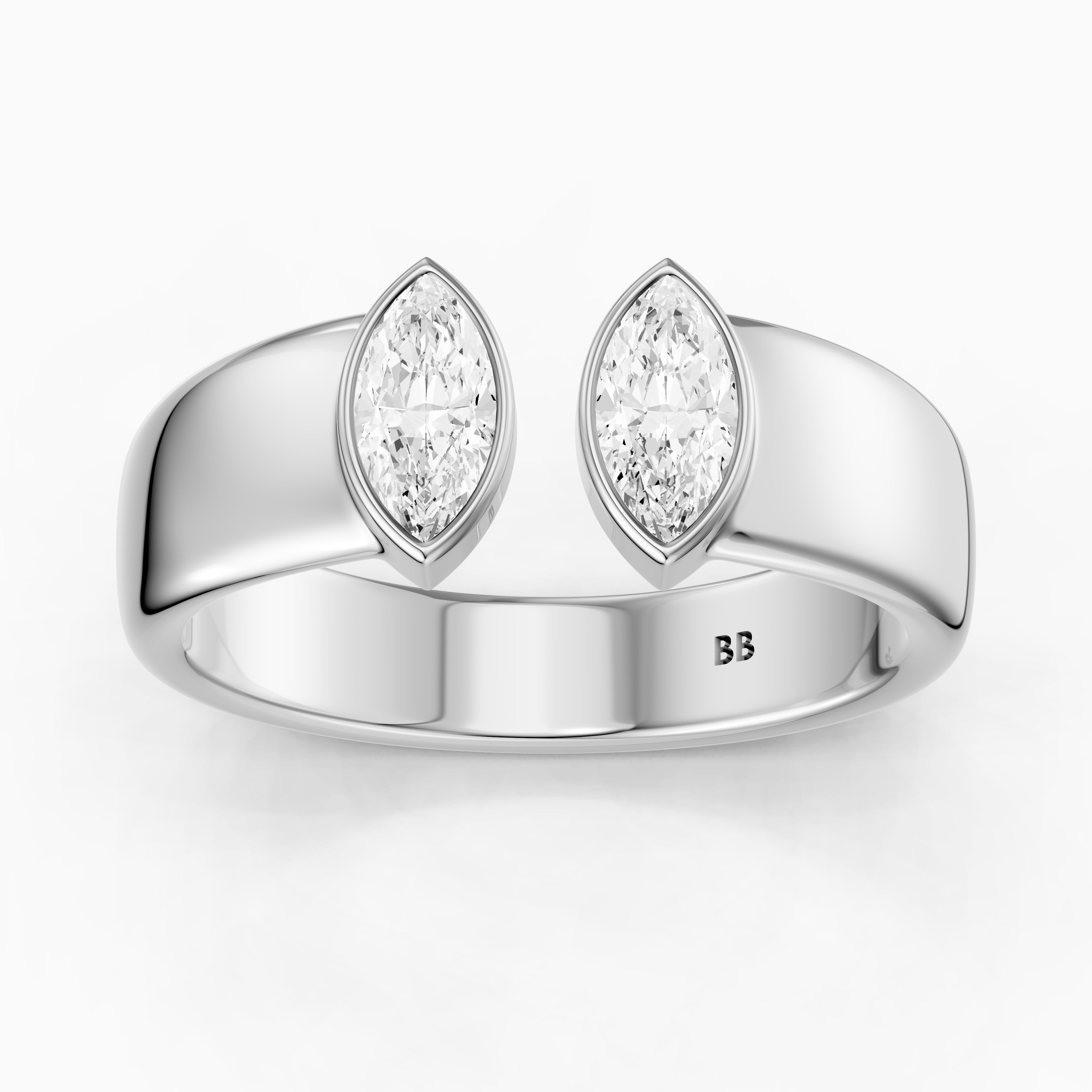 Filipa Marquise Cut Lab Diamond Bezel Set Open Cigar Band