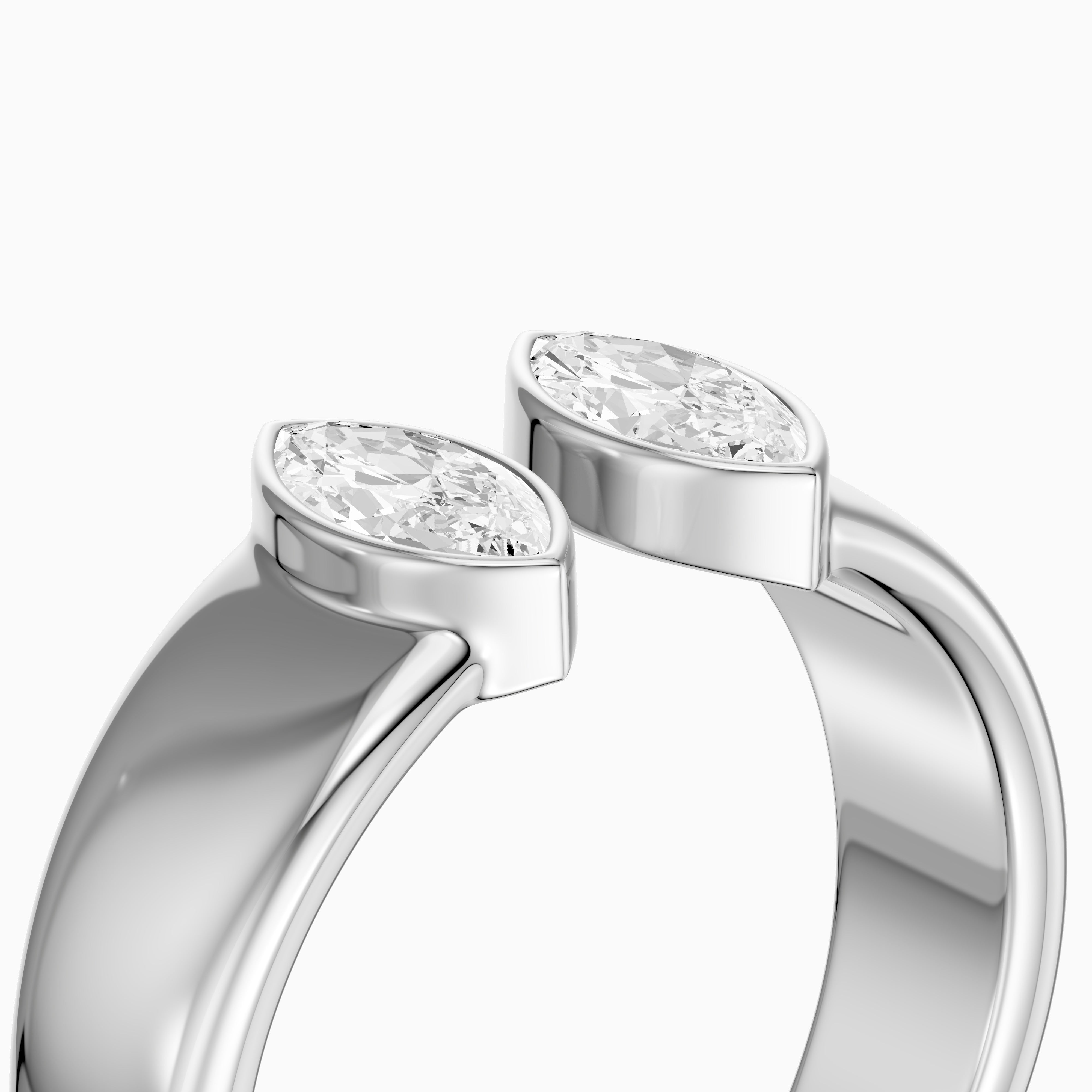 Filipa Marquise Cut Lab Diamond Bezel Set Open Cigar Band