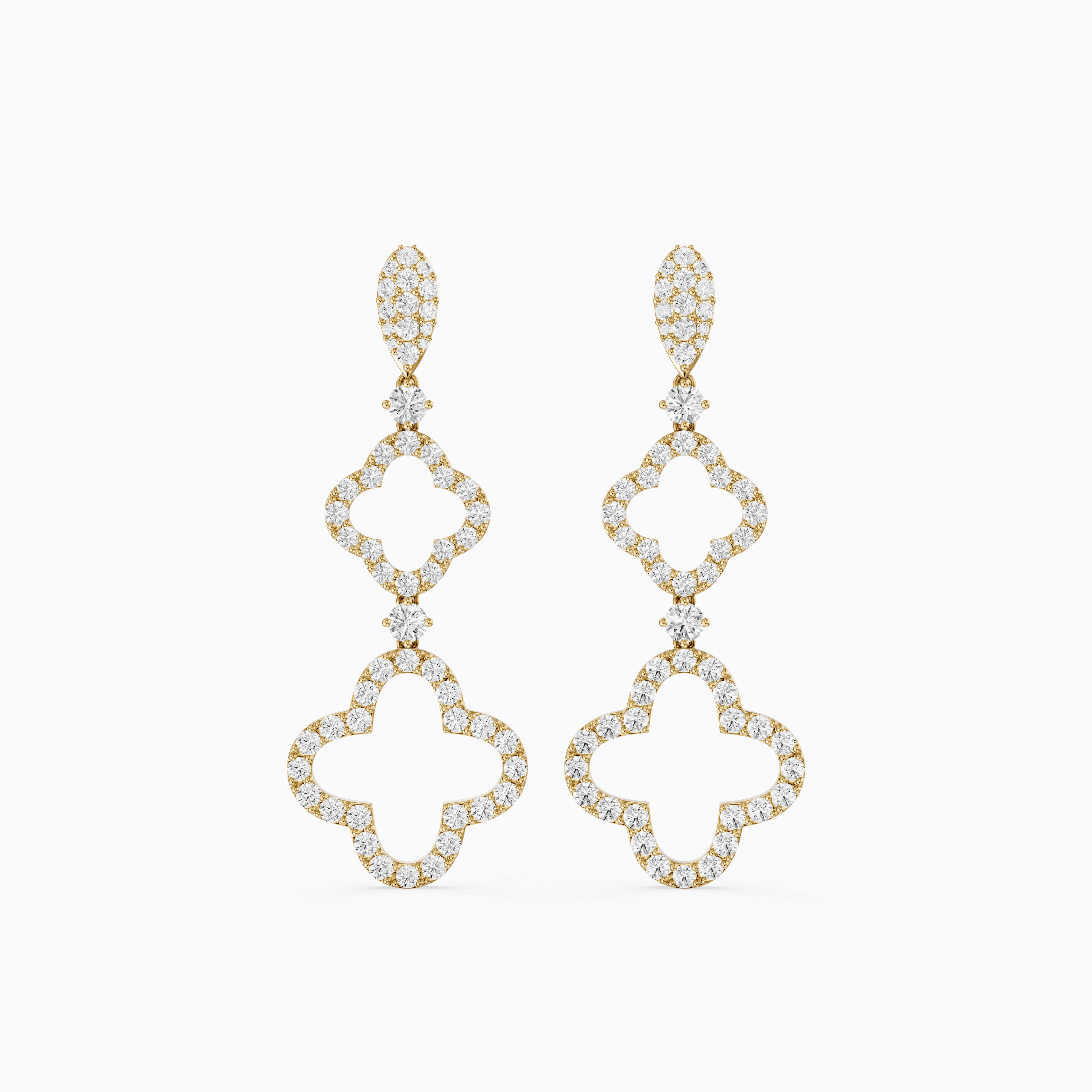 Dorothy Round Lab Grown Diamond Clover Drop Earrings