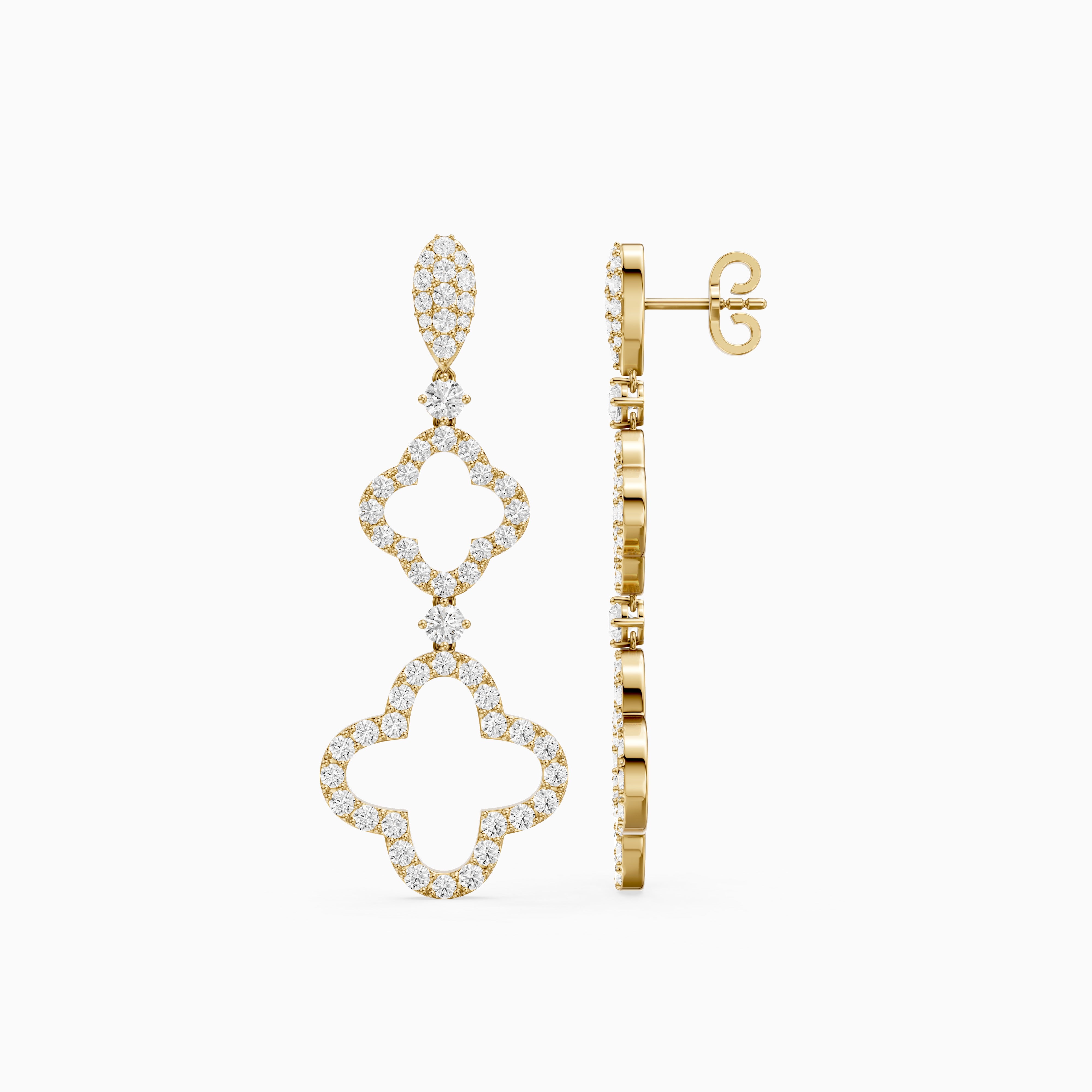 Dorothy Round Lab Grown Diamond Clover Drop Earrings