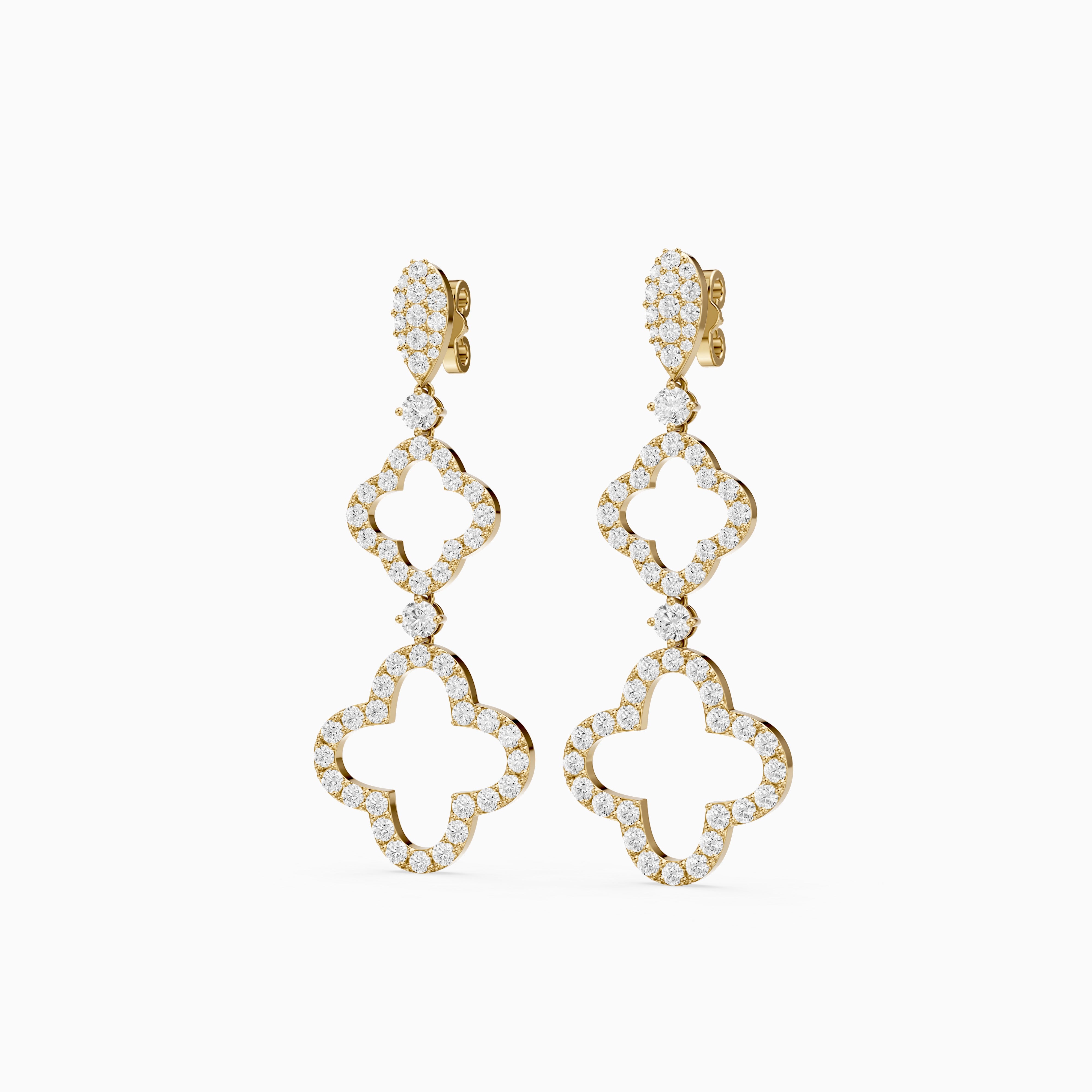 Dorothy Round Lab Grown Diamond Clover Drop Earrings