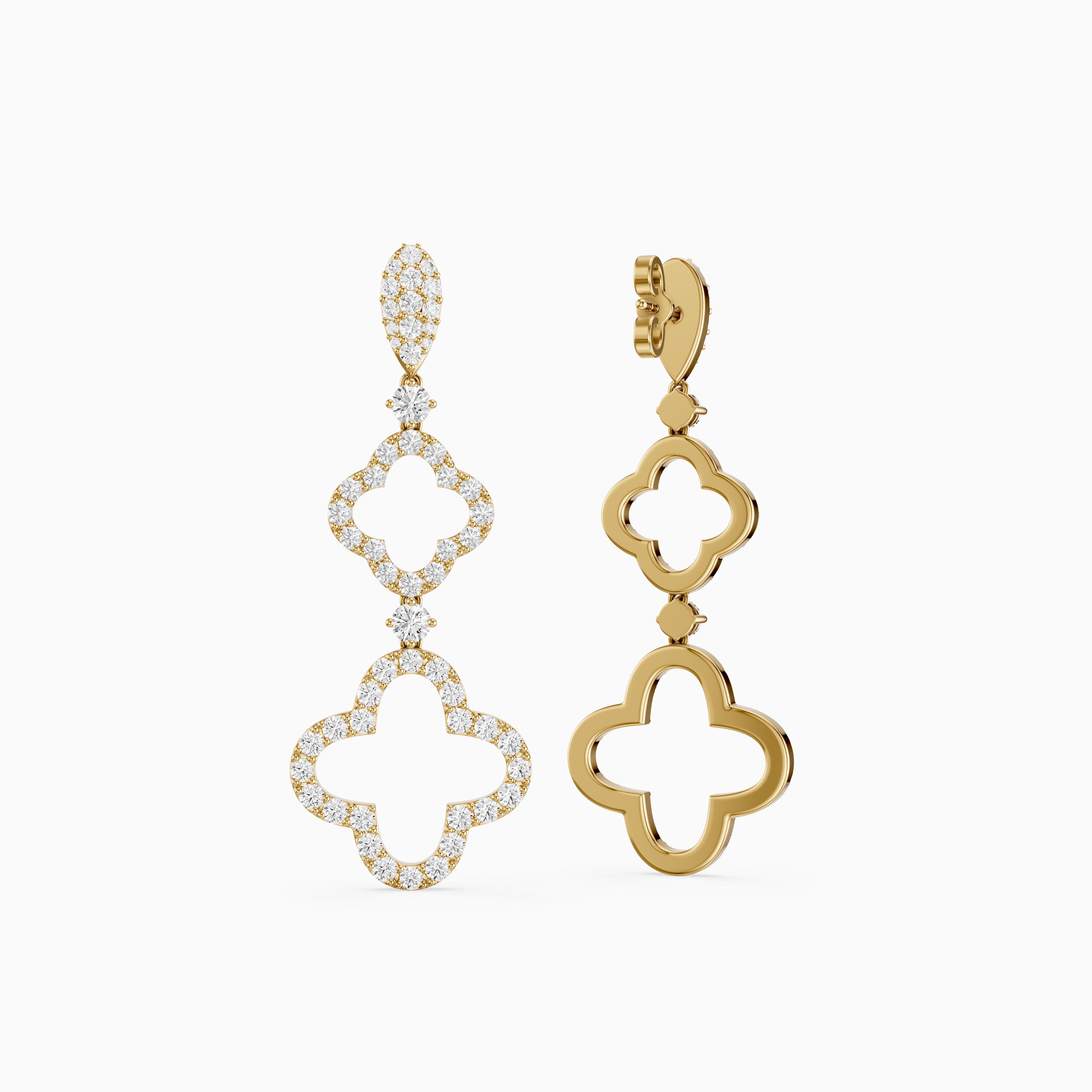 Dorothy Round Lab Grown Diamond Clover Drop Earrings