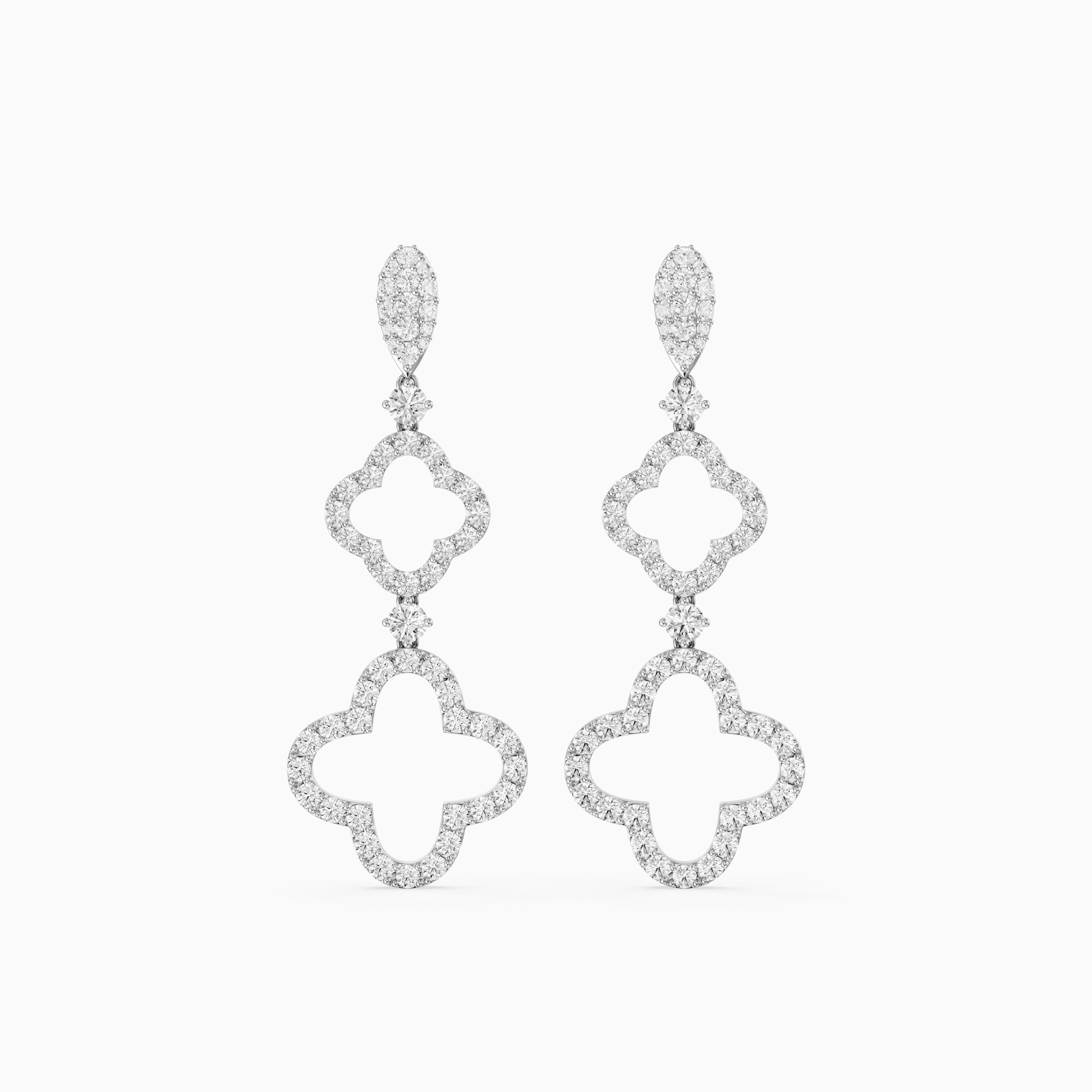 Dorothy Round Lab Grown Diamond Clover Drop Earrings