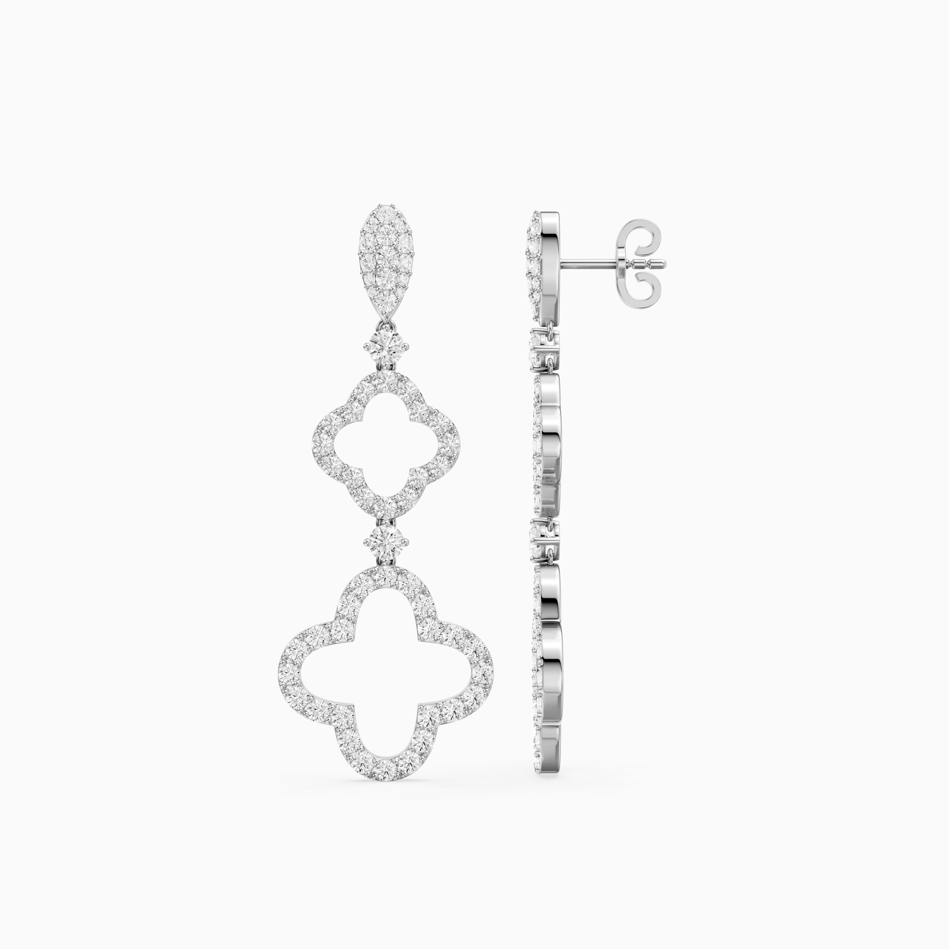 Dorothy Round Lab Grown Diamond Clover Drop Earrings
