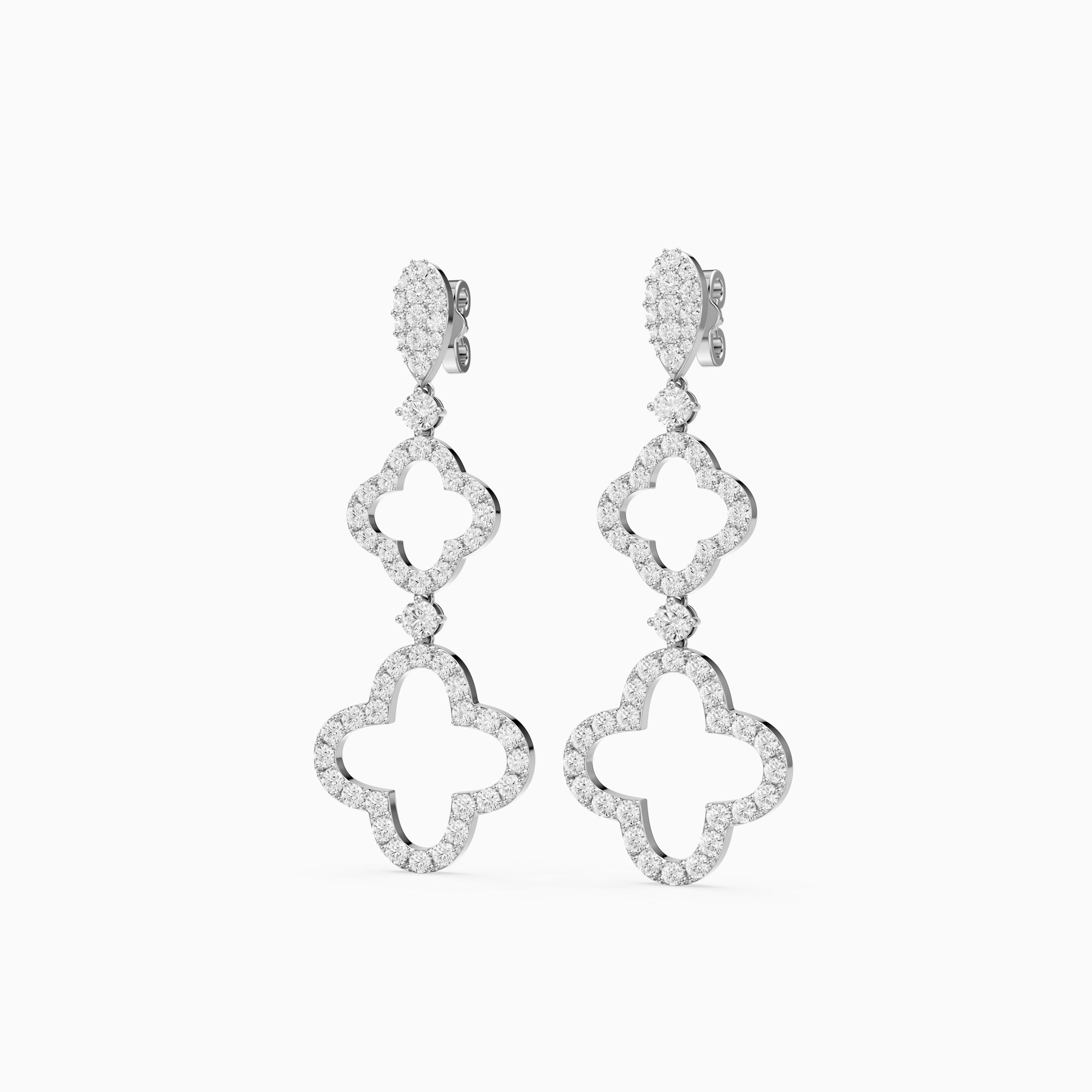 Dorothy Round Lab Grown Diamond Clover Drop Earrings
