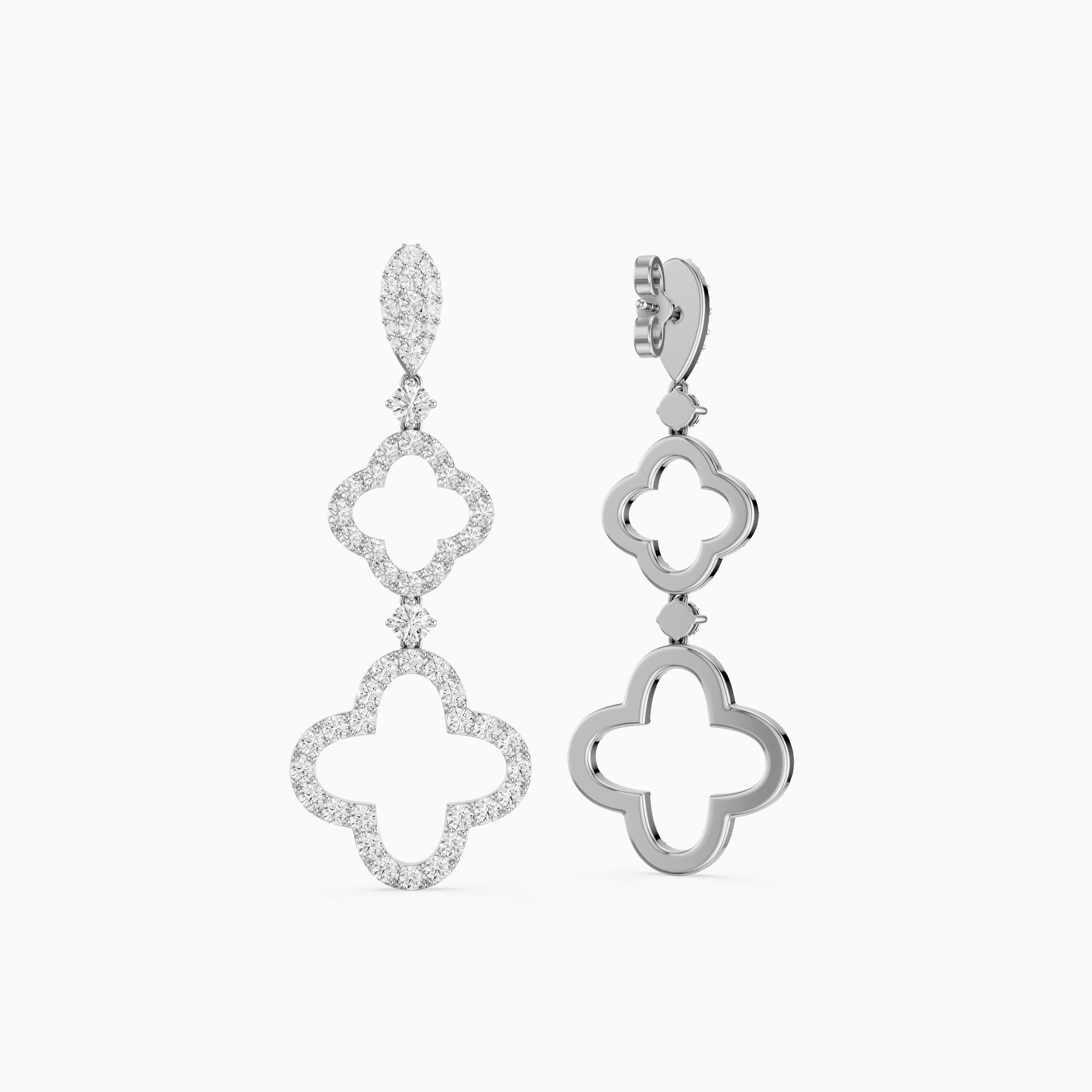 Dorothy Round Lab Grown Diamond Clover Drop Earrings