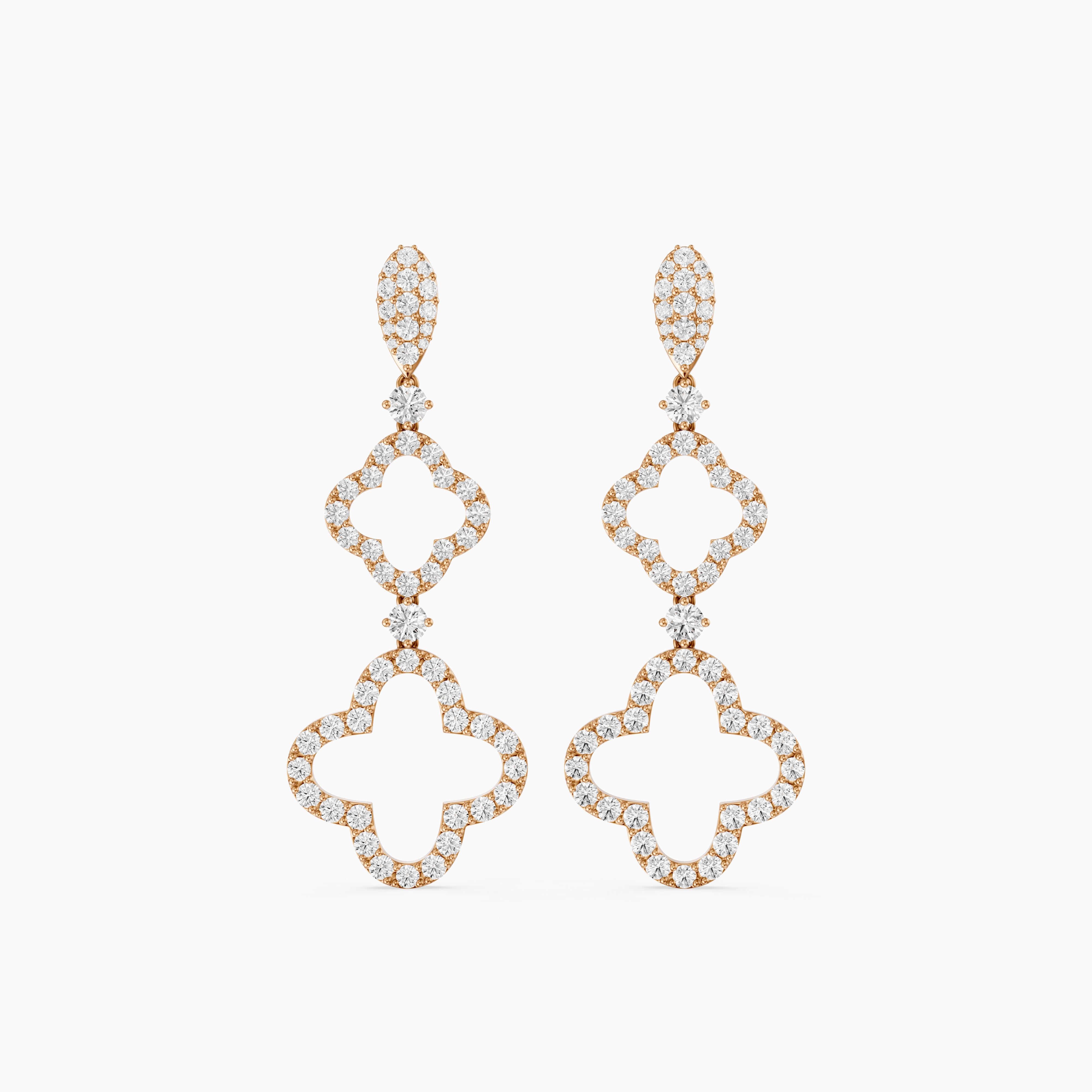 Dorothy Round Lab Grown Diamond Clover Drop Earrings
