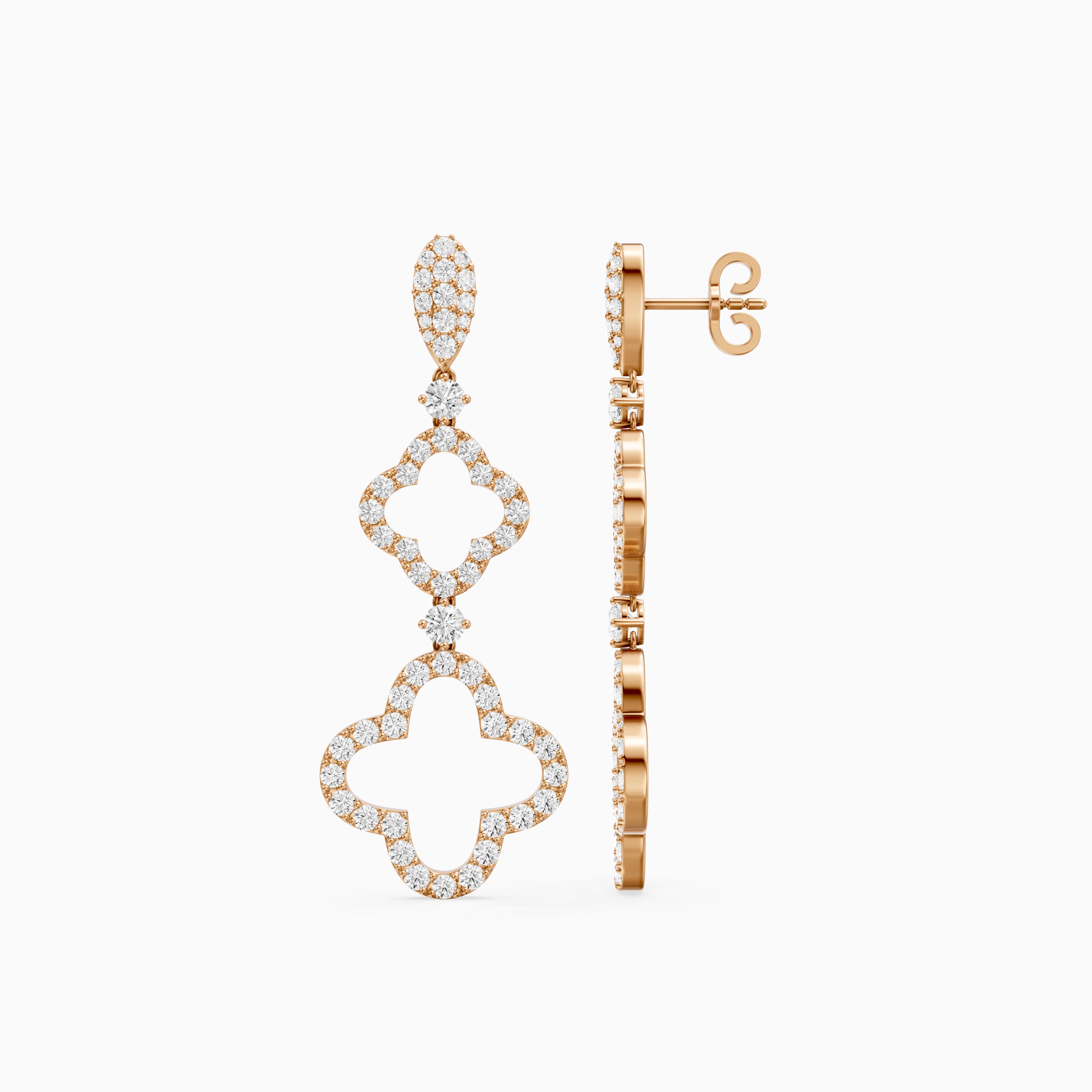 Dorothy Round Lab Grown Diamond Clover Drop Earrings