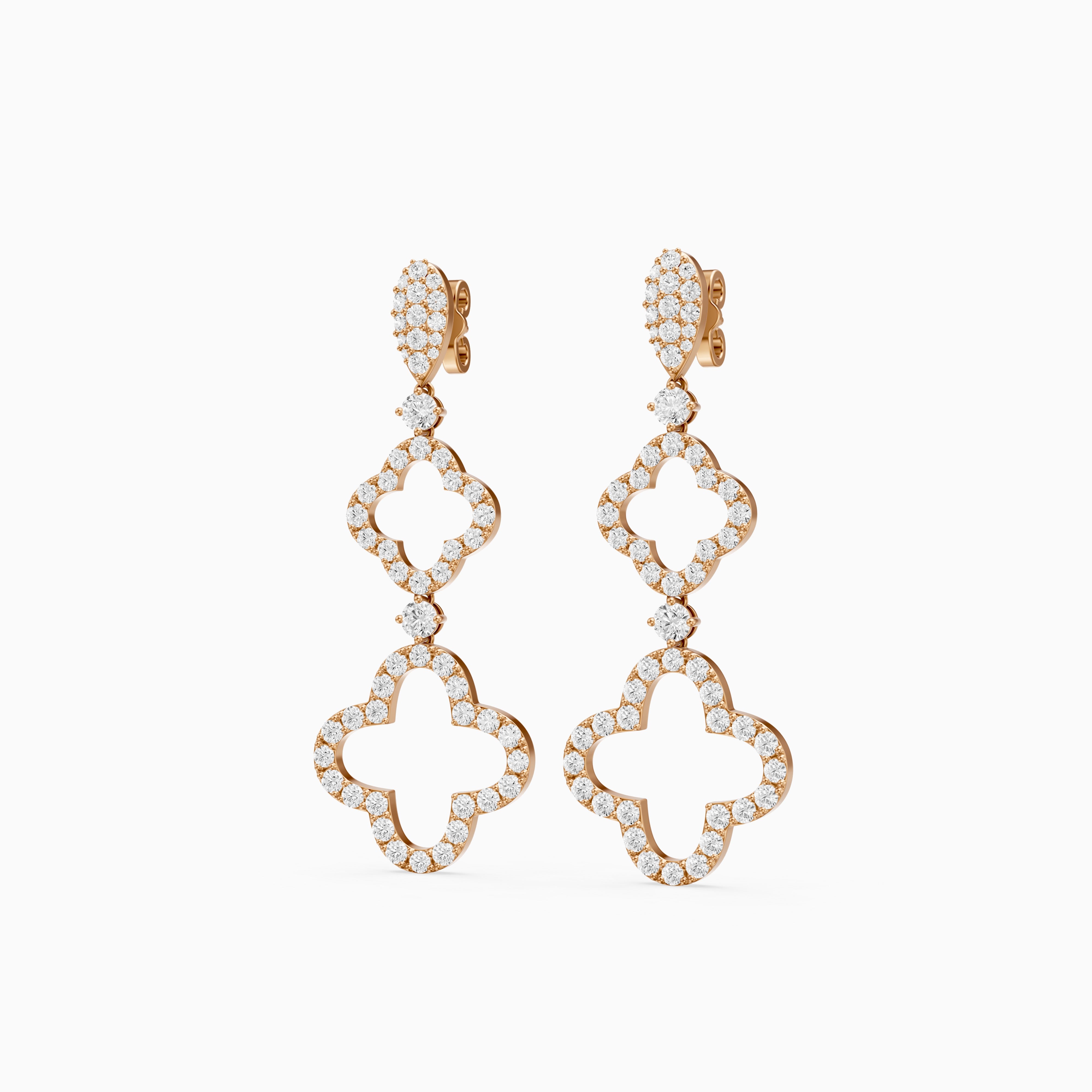 Dorothy Round Lab Grown Diamond Clover Drop Earrings