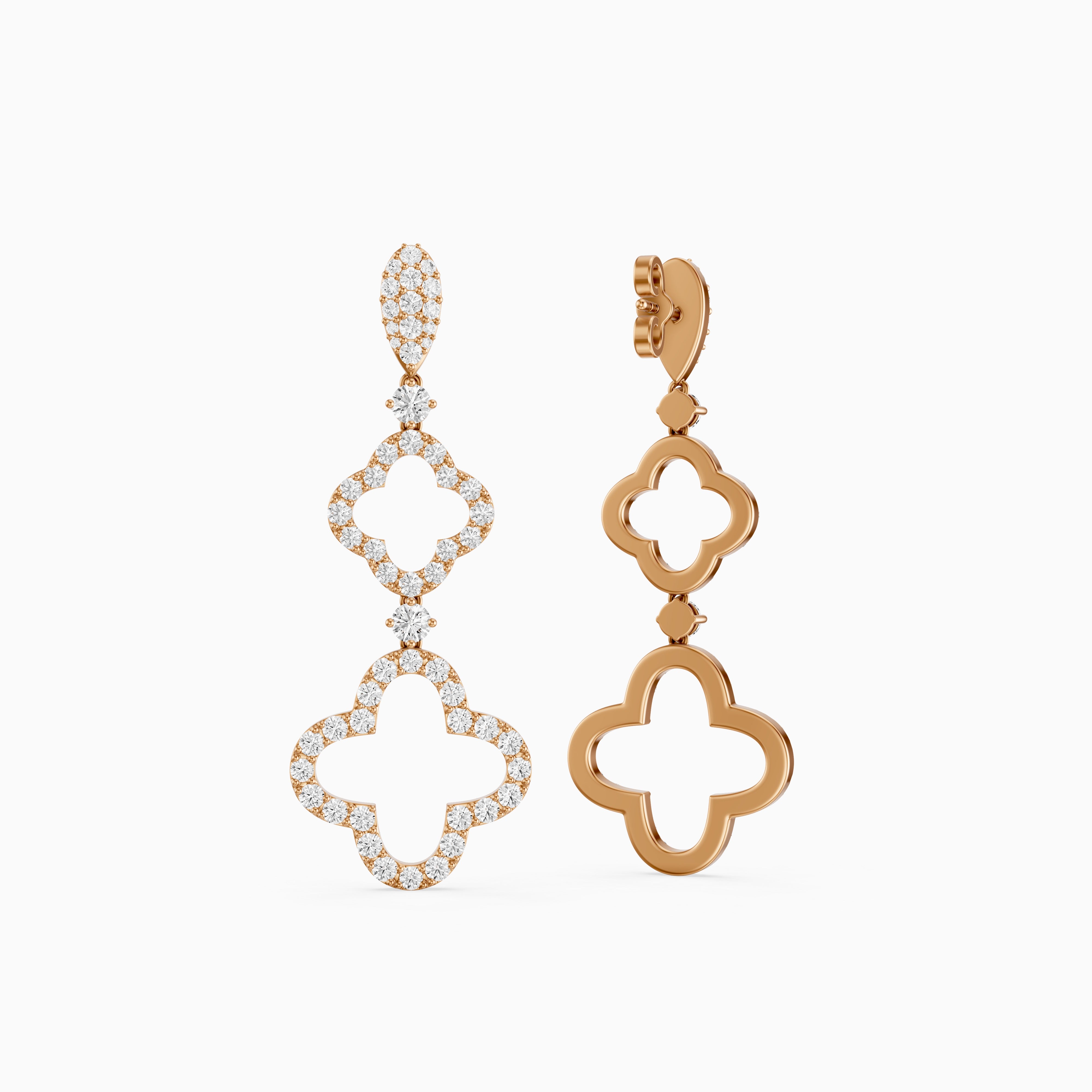 Dorothy Round Lab Grown Diamond Clover Drop Earrings