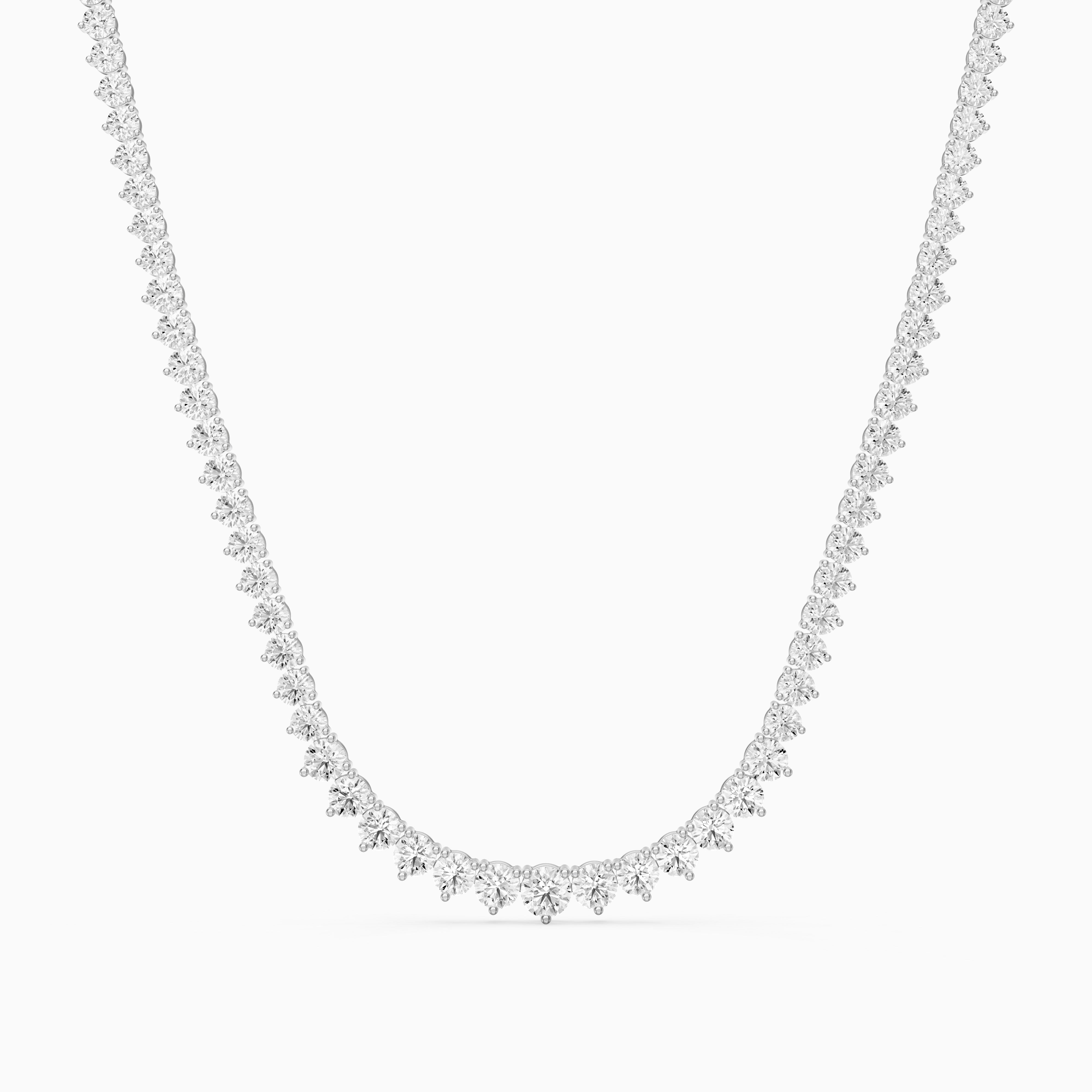 Felicity Round Cut Lab Grown Diamond Three Prong Tennis Necklace