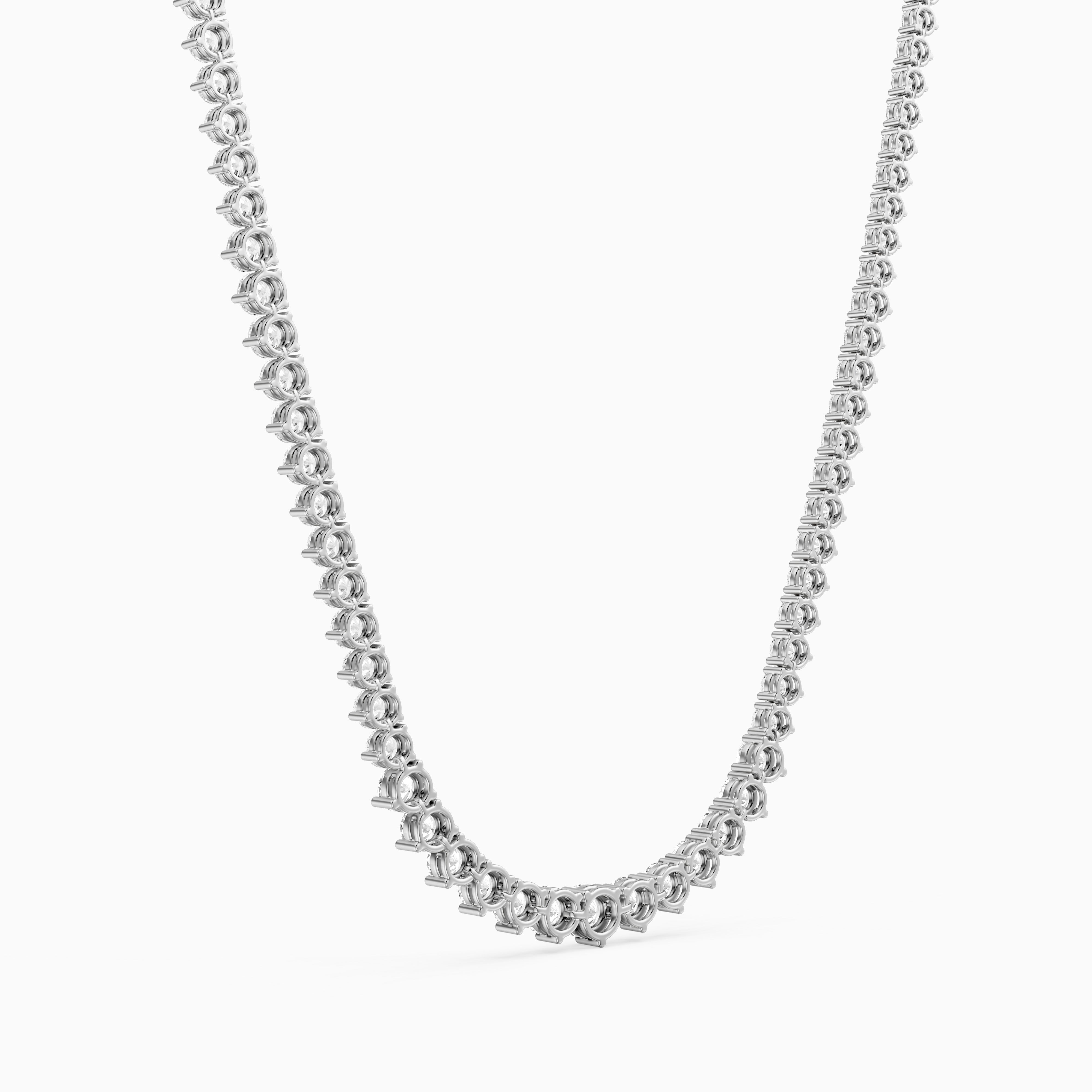 Felicity Round Cut Lab Grown Diamond Three Prong Tennis Necklace