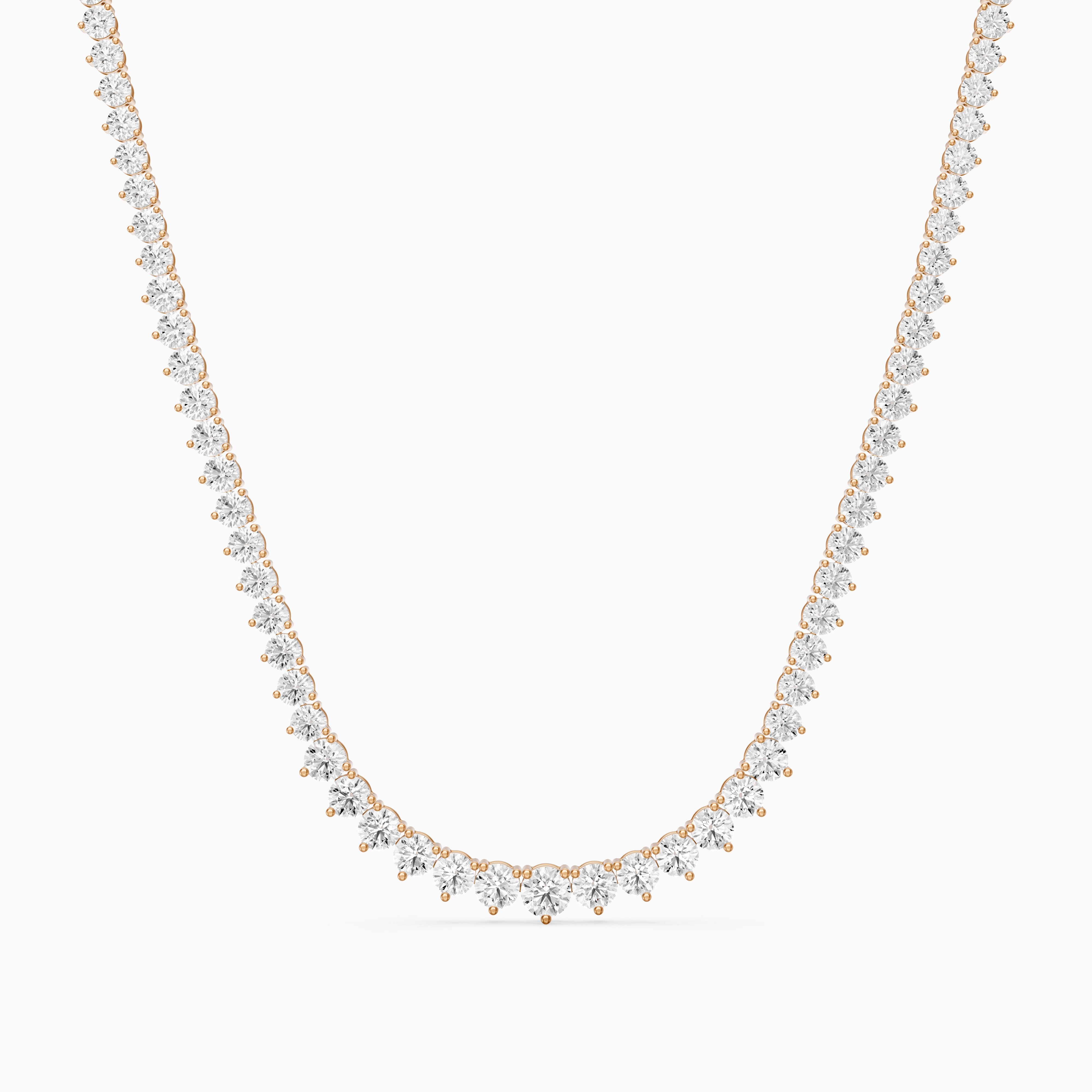 Felicity Round Cut Lab Grown Diamond Three Prong Tennis Necklace