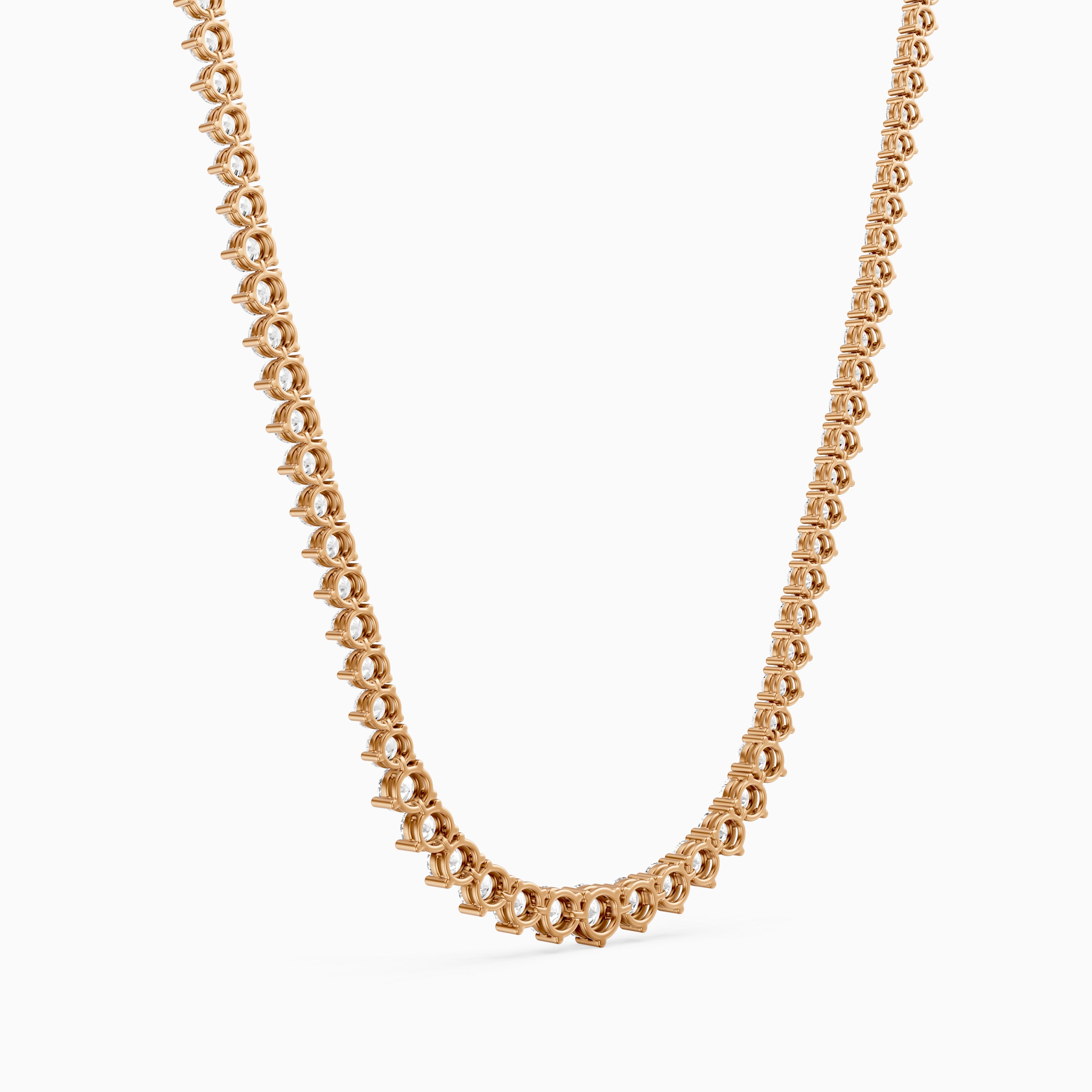 Felicity Round Cut Lab Grown Diamond Three Prong Tennis Necklace
