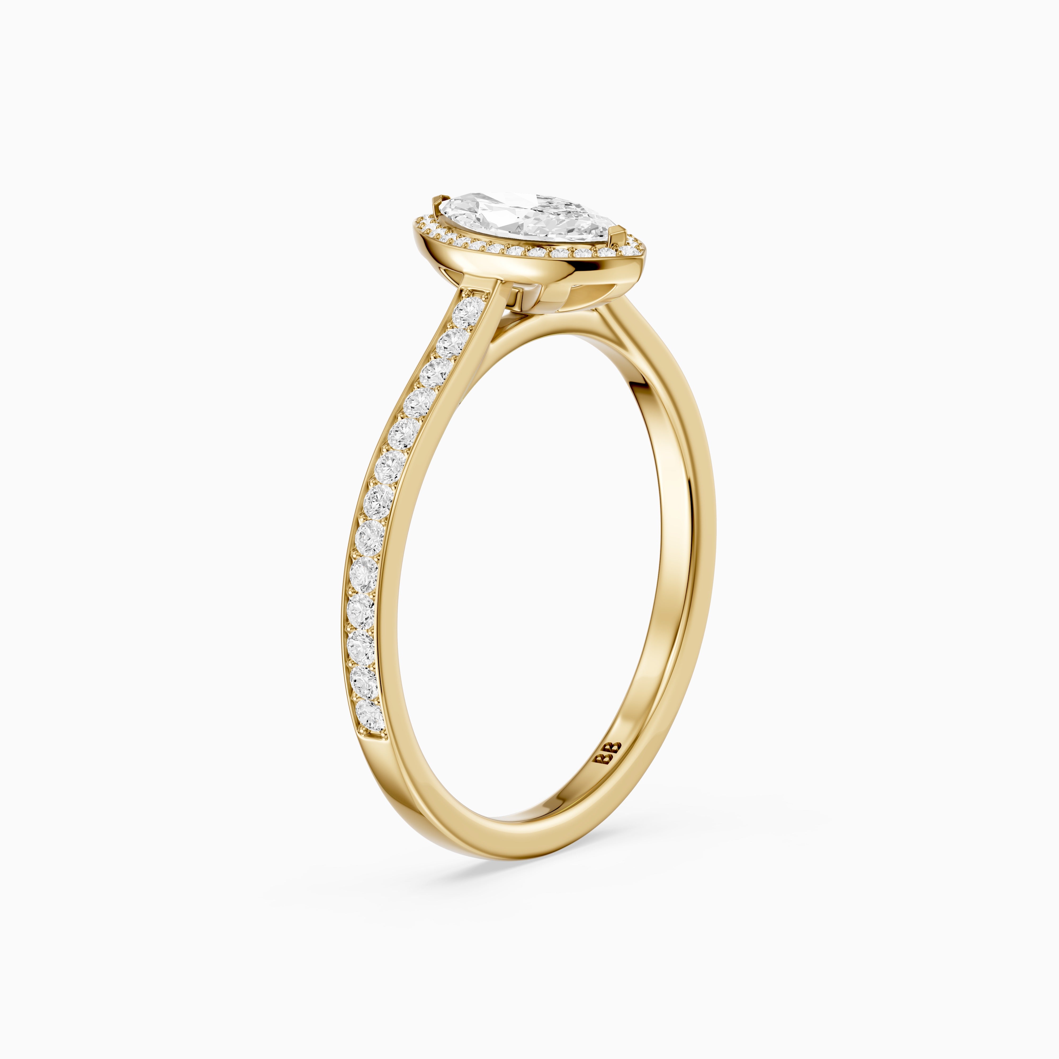 Skylar Marquise Cut Halo Low Profile Side Stone Lab Grown Diamond Ring