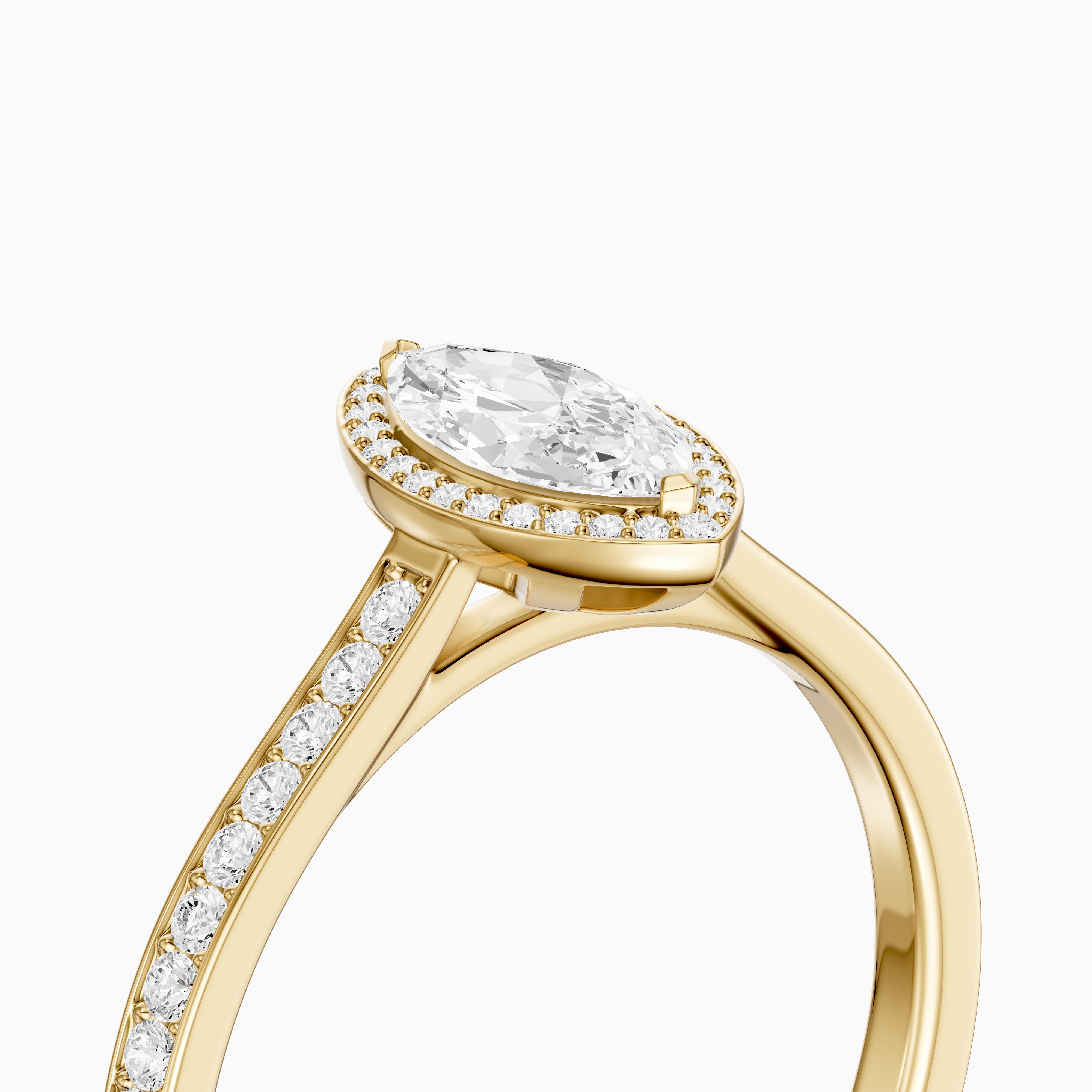 Skylar Marquise Cut Halo Low Profile Side Stone Lab Grown Diamond Ring