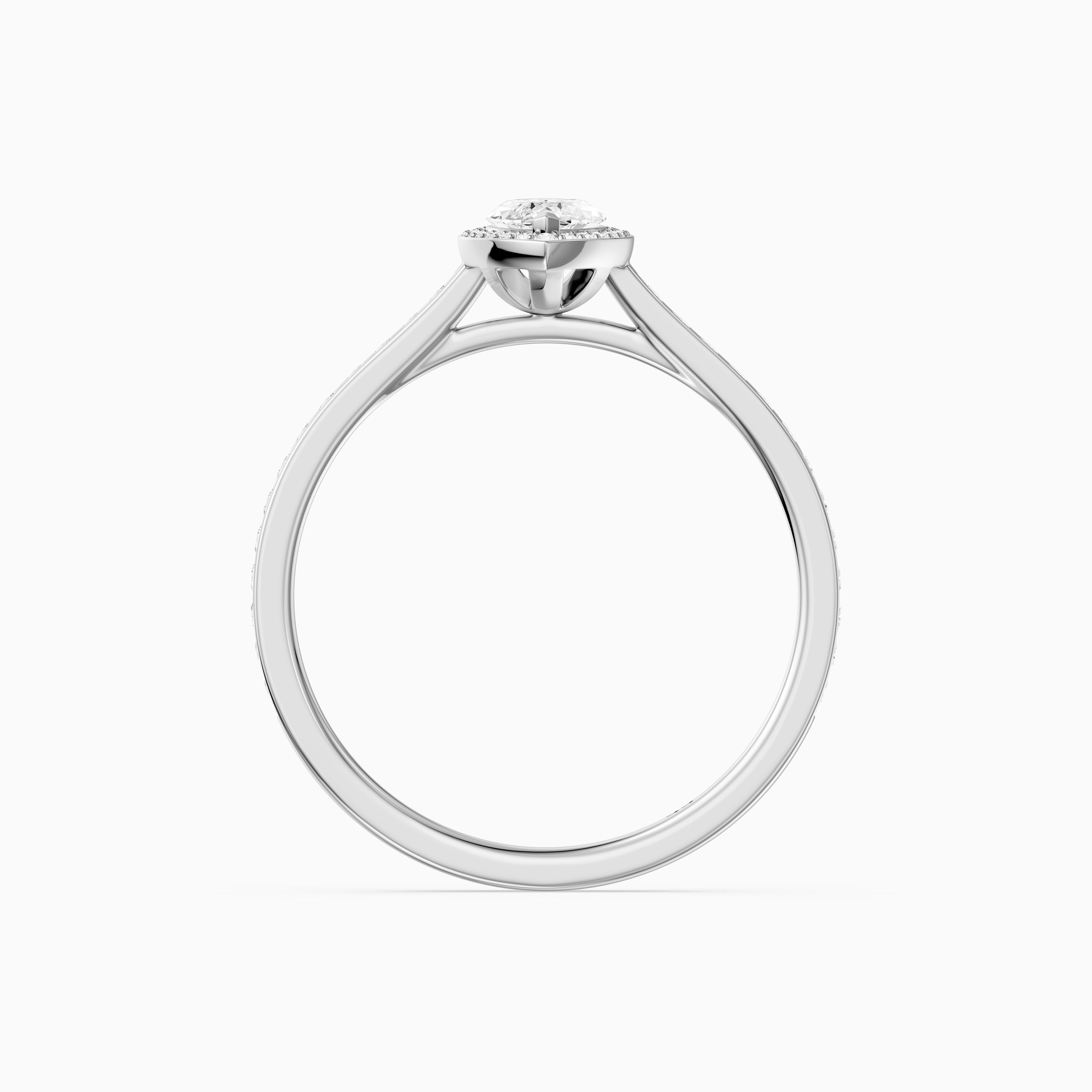 Skylar Marquise Cut Halo Low Profile Side Stone Lab Grown Diamond Ring