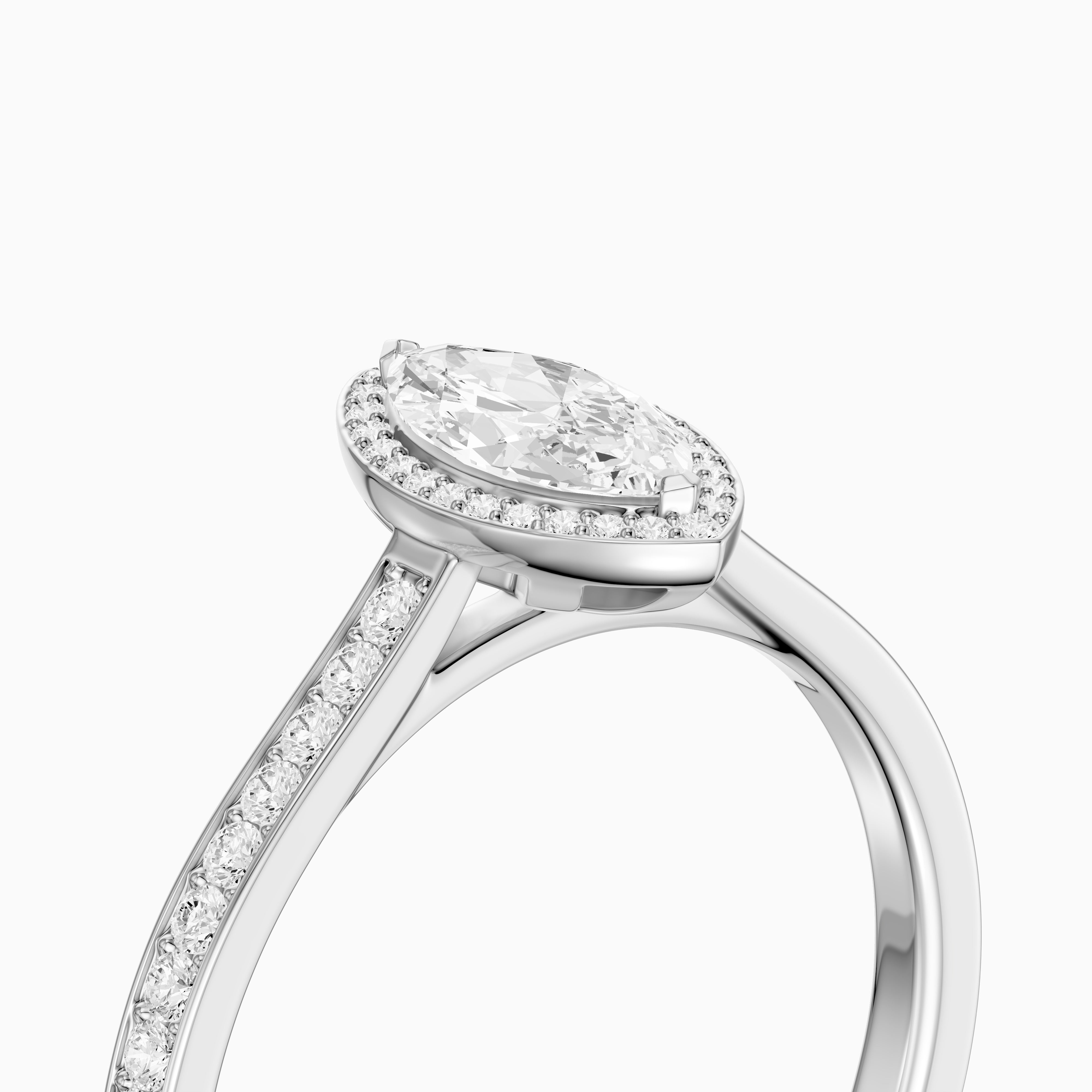 Skylar Marquise Cut Halo Low Profile Side Stone Lab Grown Diamond Ring
