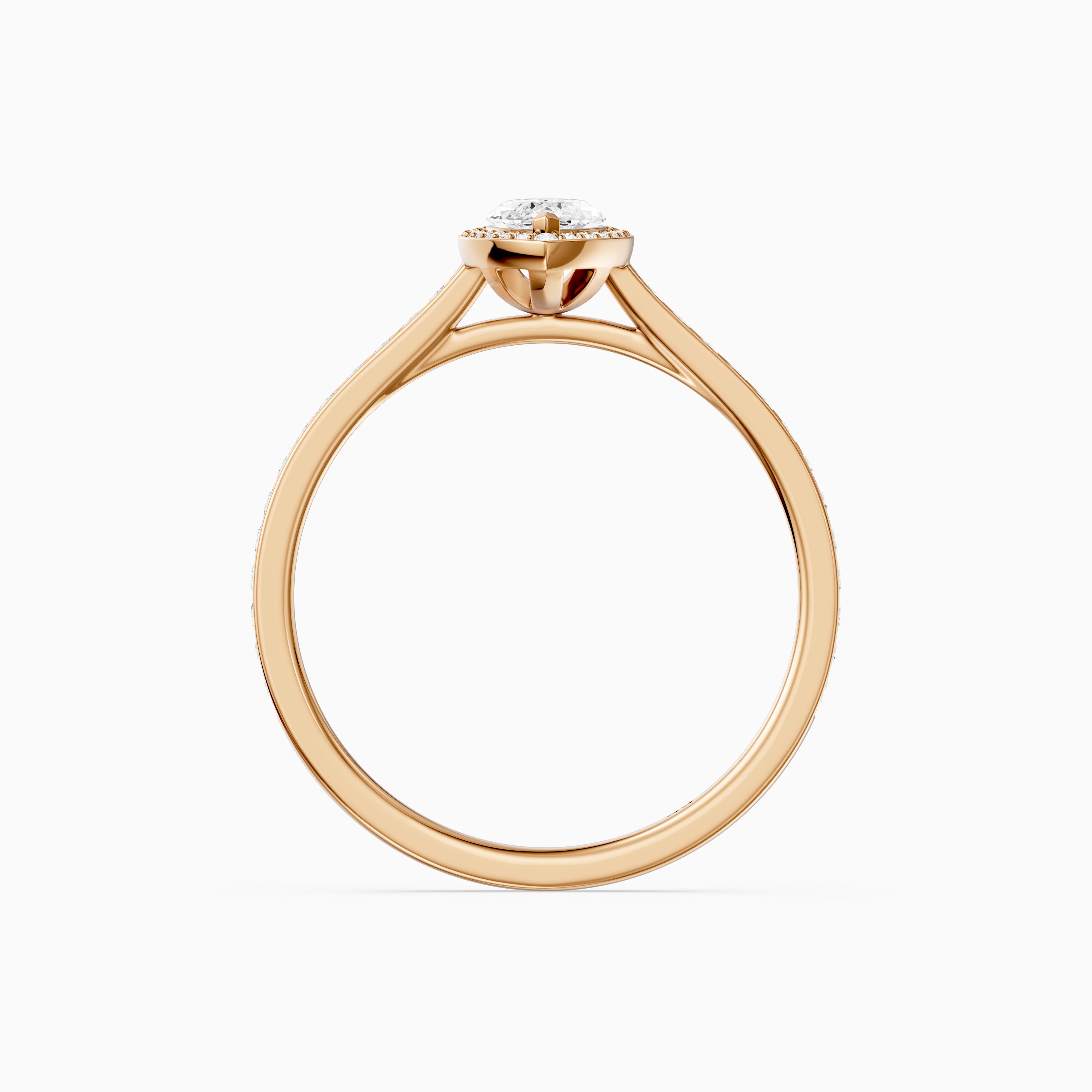 Skylar Marquise Cut Halo Low Profile Side Stone Lab Grown Diamond Ring