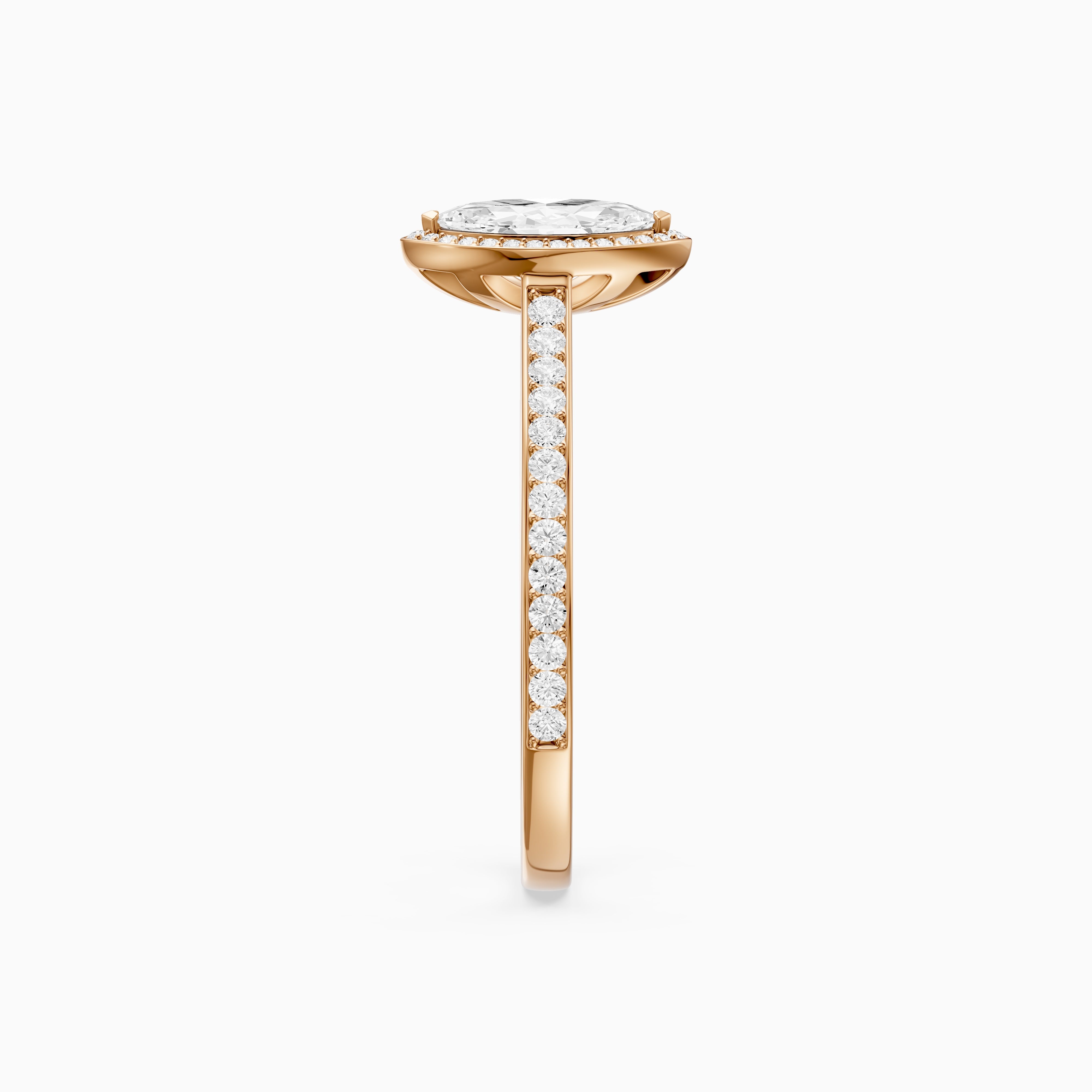 Skylar Marquise Cut Halo Low Profile Side Stone Lab Grown Diamond Ring