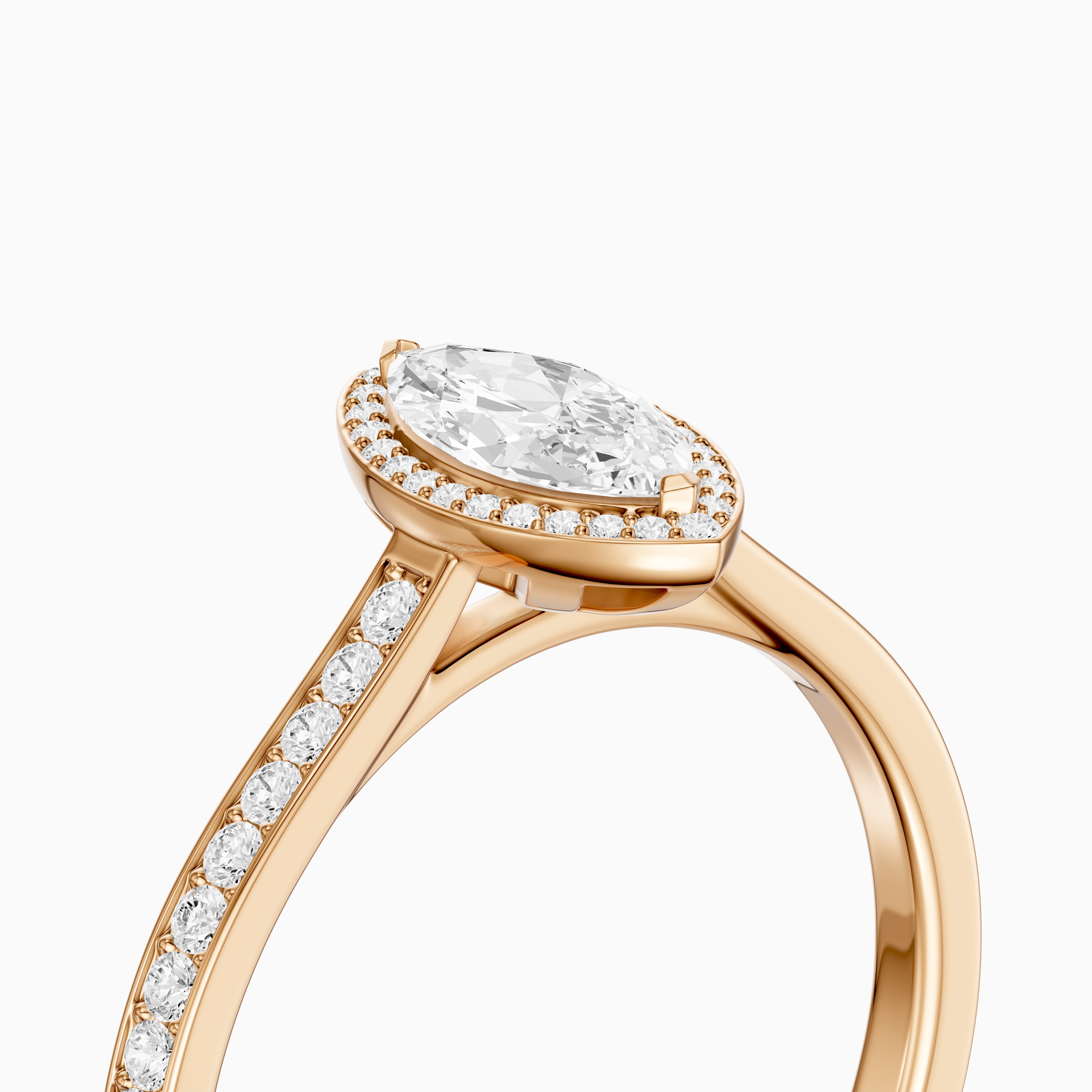 Skylar Marquise Cut Halo Low Profile Side Stone Lab Grown Diamond Ring