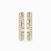 Sinead Baguette and Round Cut Lab Grown Diamond Hoop Earrings
