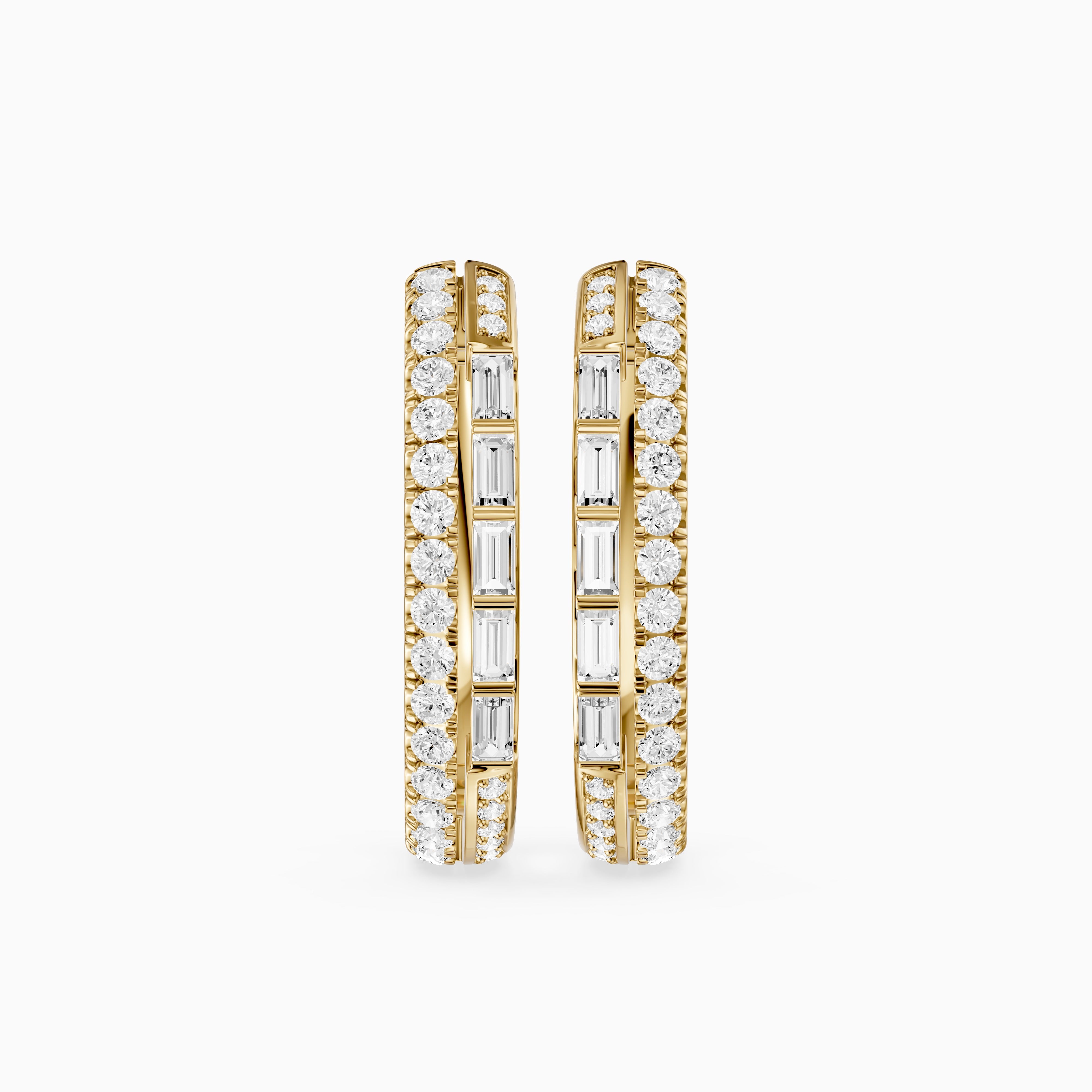 Sinead Baguette and Round Cut Lab Grown Diamond Hoop Earrings