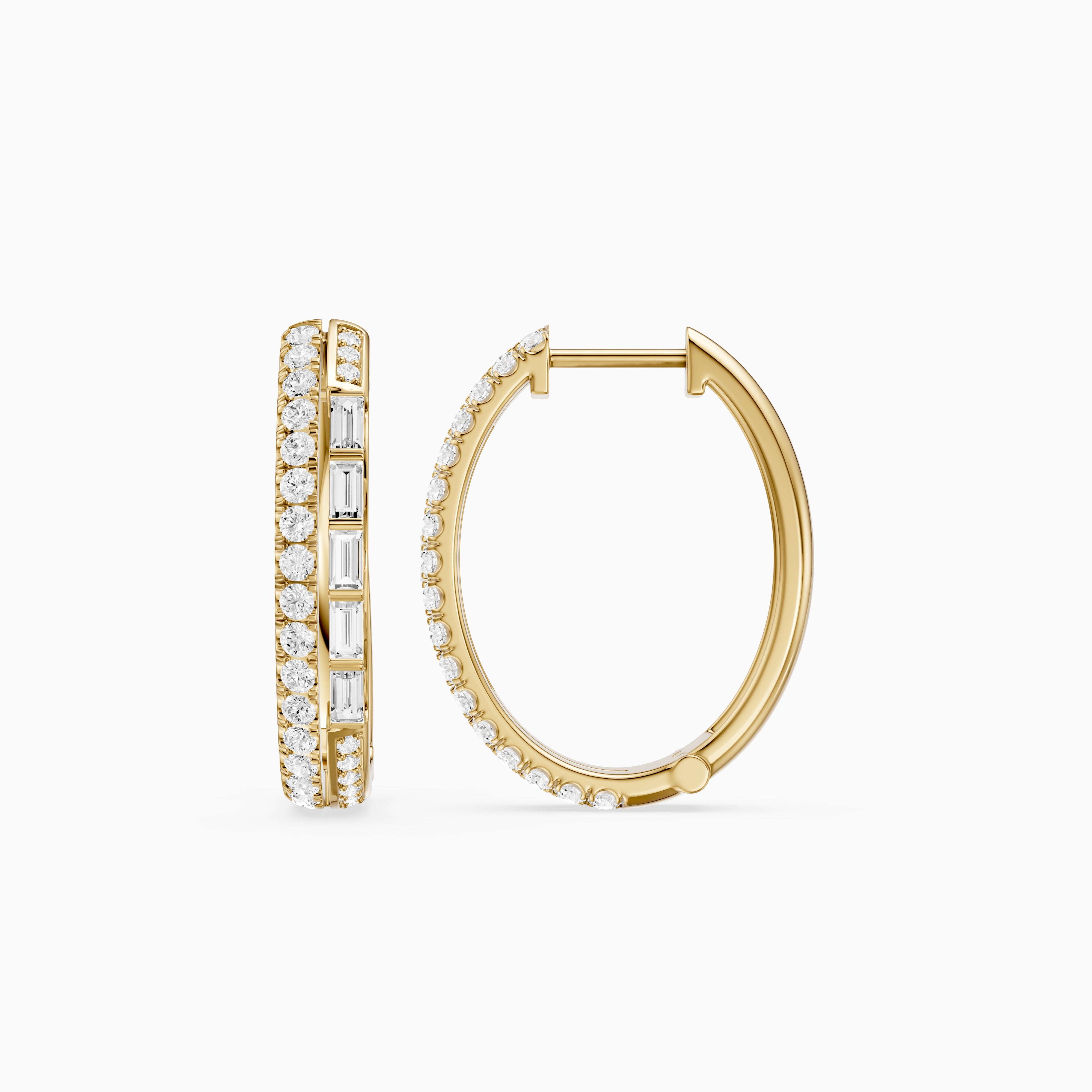 Sinead Baguette and Round Cut Lab Grown Diamond Hoop Earrings