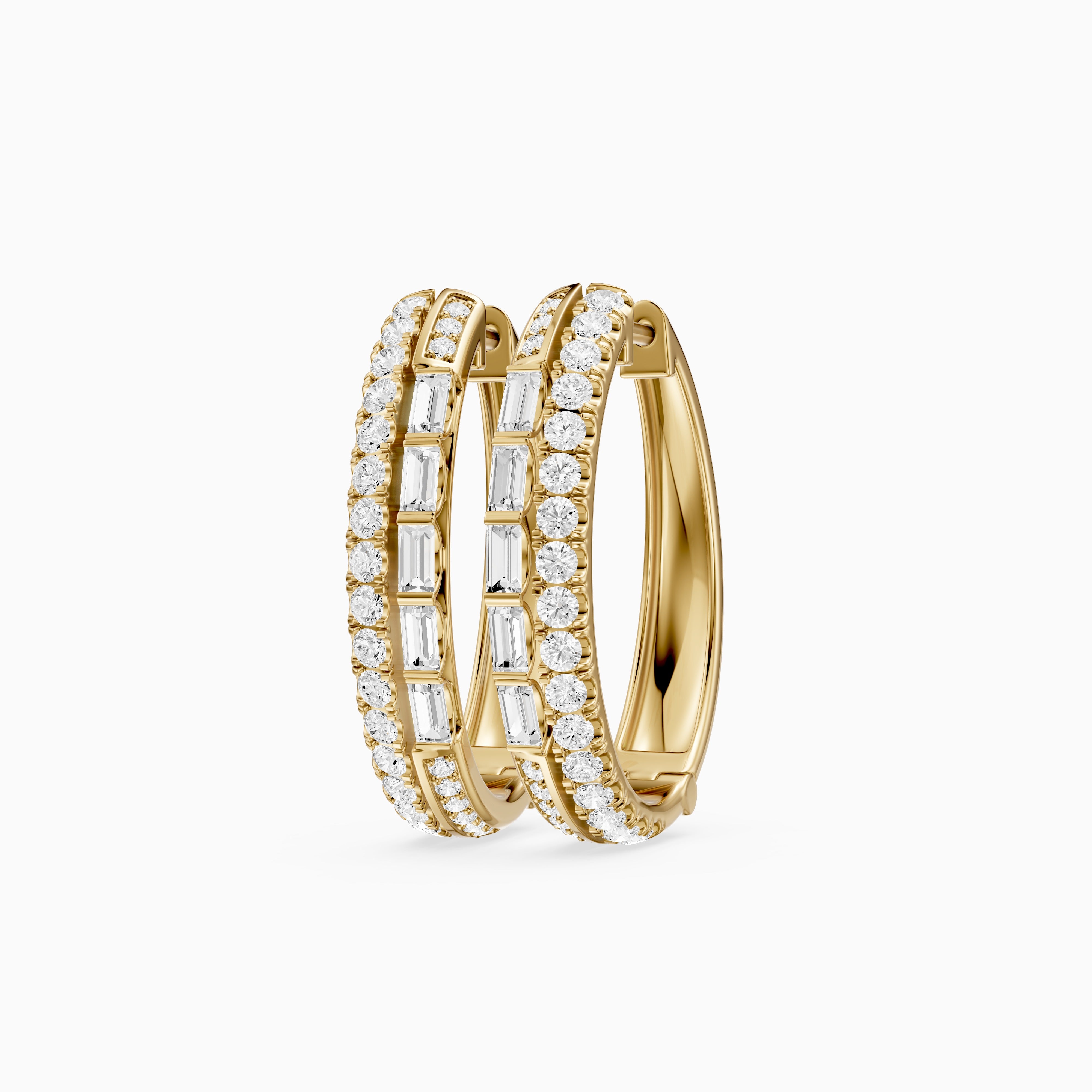 Sinead Baguette and Round Cut Lab Grown Diamond Hoop Earrings