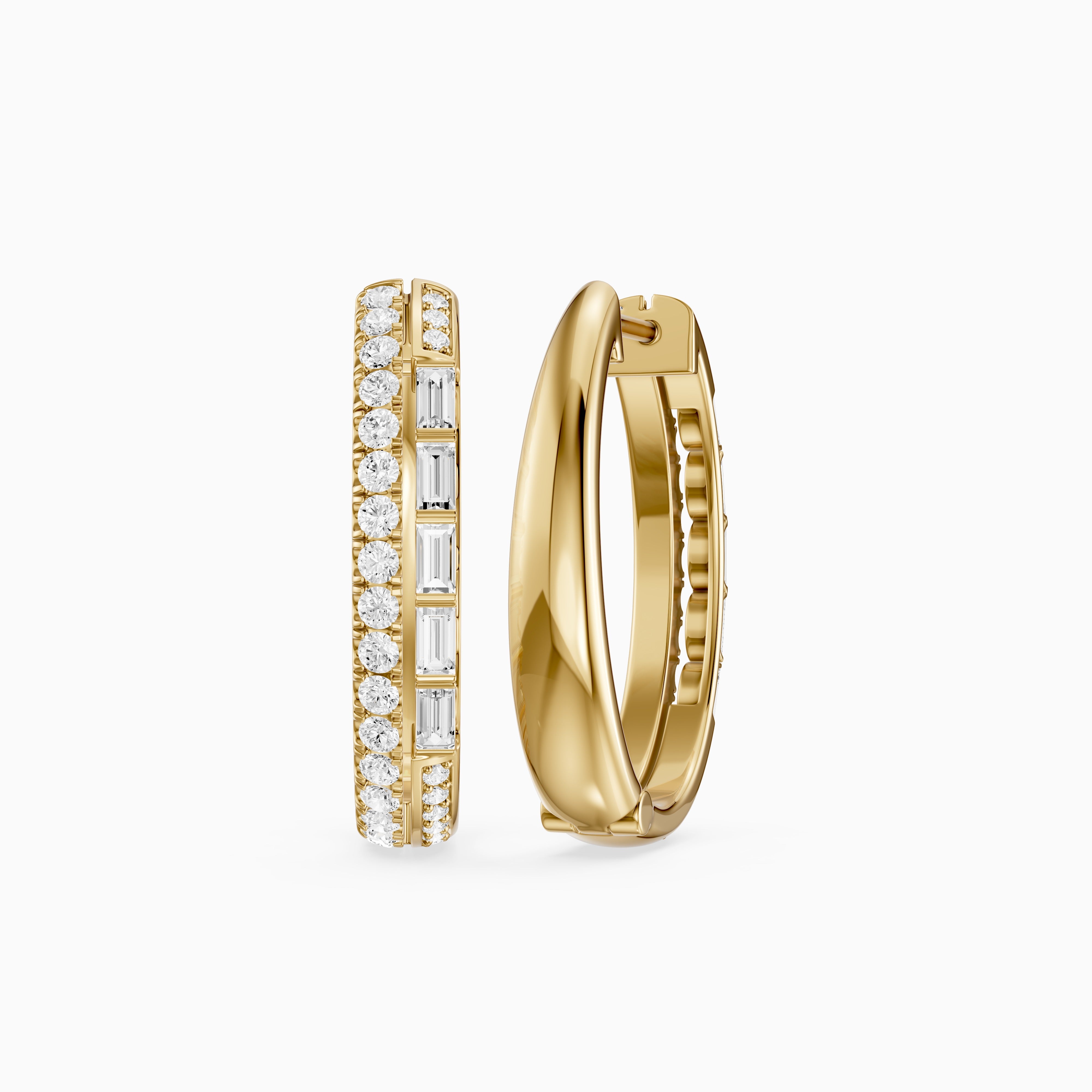 Sinead Baguette and Round Cut Lab Grown Diamond Hoop Earrings