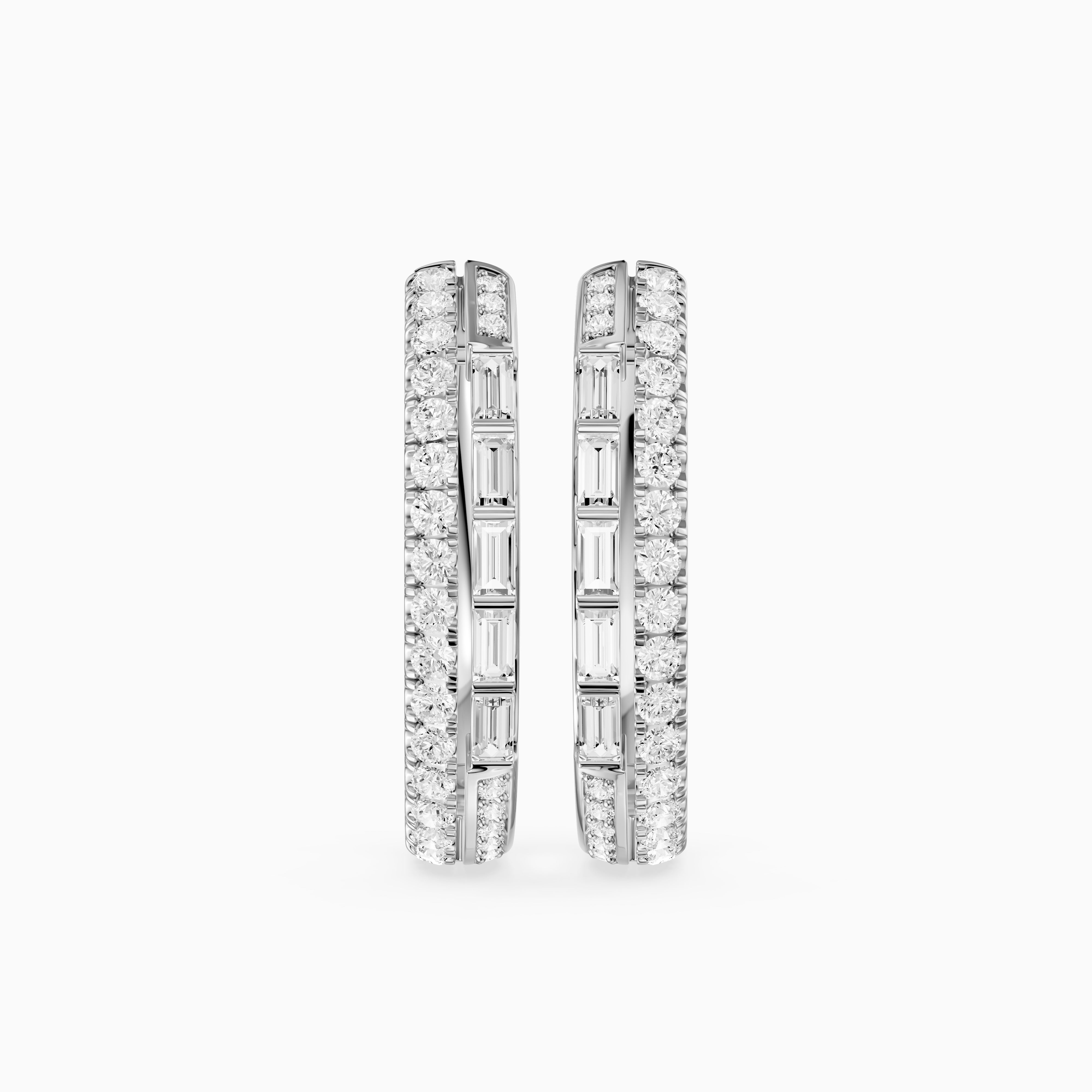 Sinead Baguette and Round Cut Lab Grown Diamond Hoop Earrings