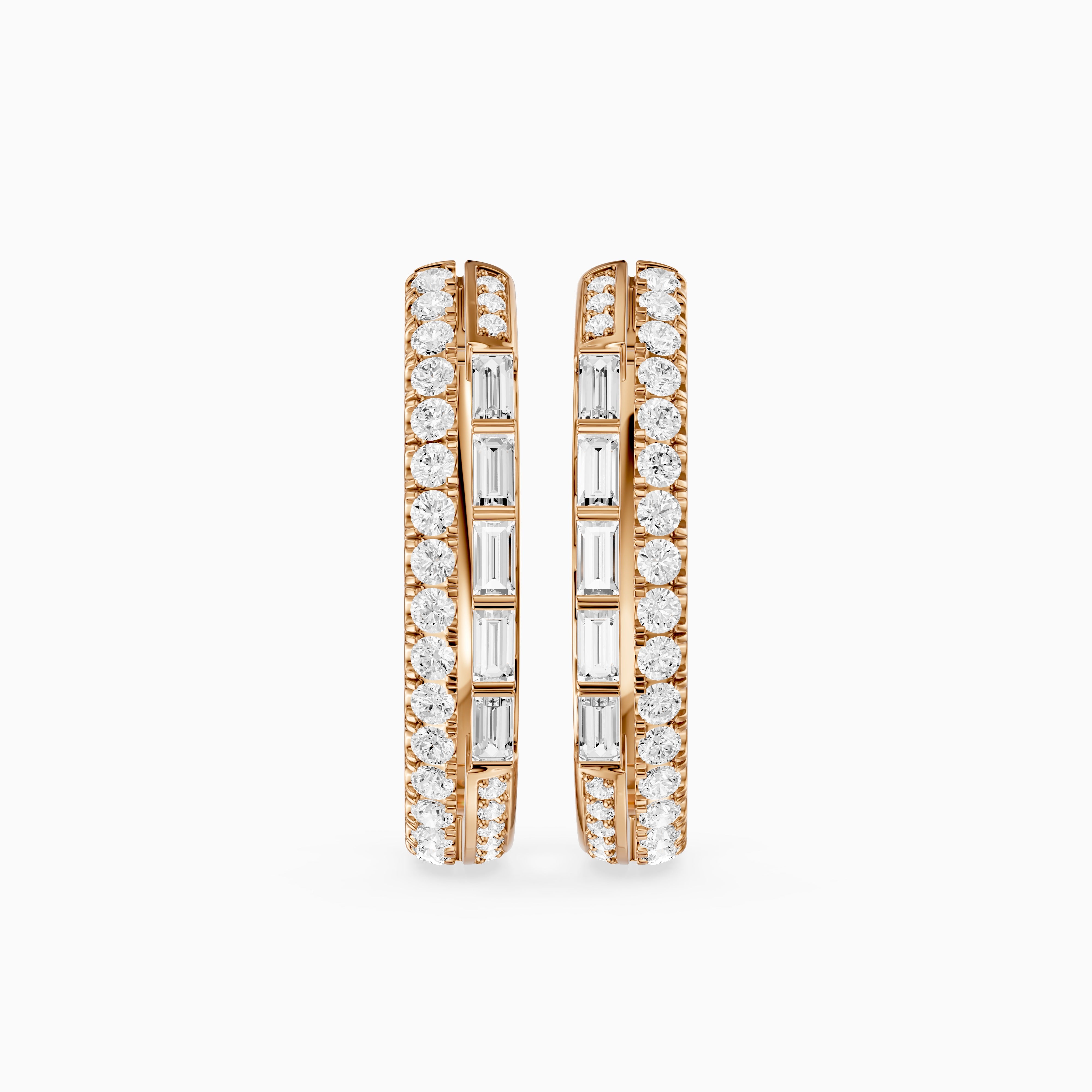 Sinead Baguette and Round Cut Lab Grown Diamond Hoop Earrings
