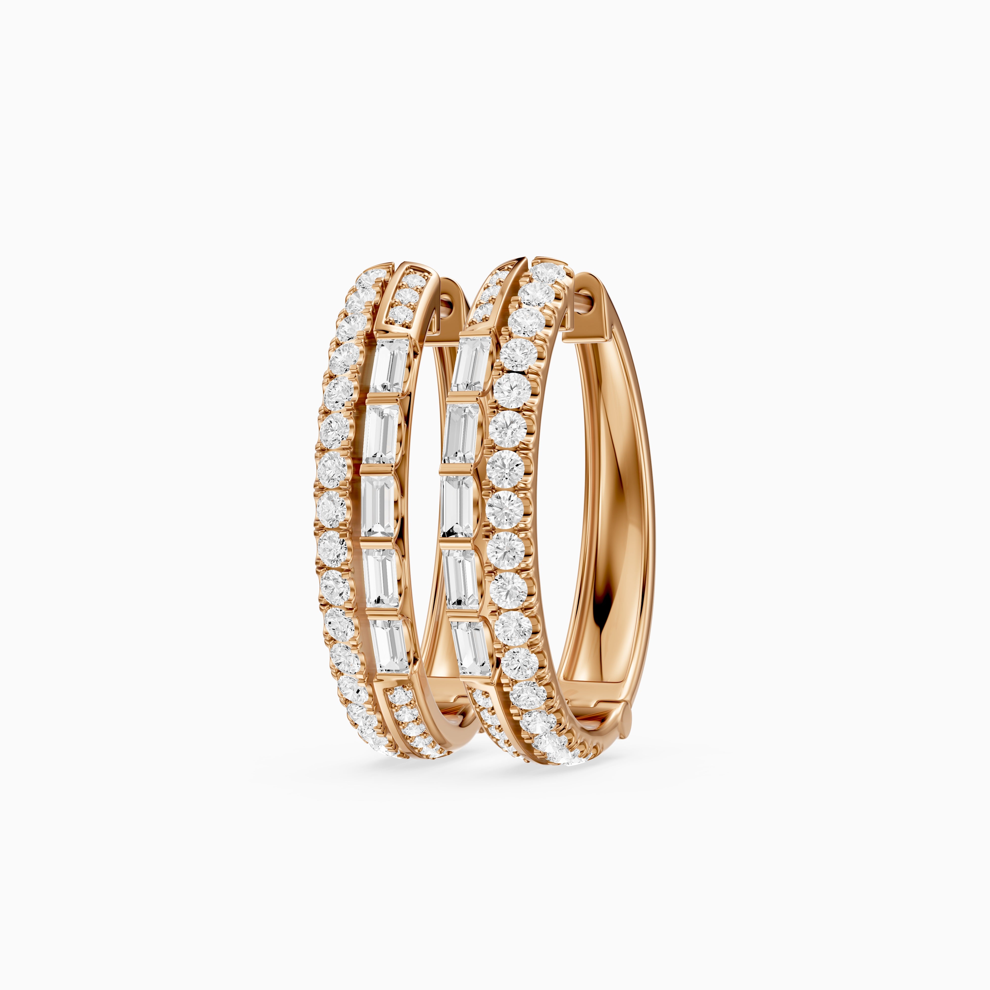 Sinead Baguette and Round Cut Lab Grown Diamond Hoop Earrings