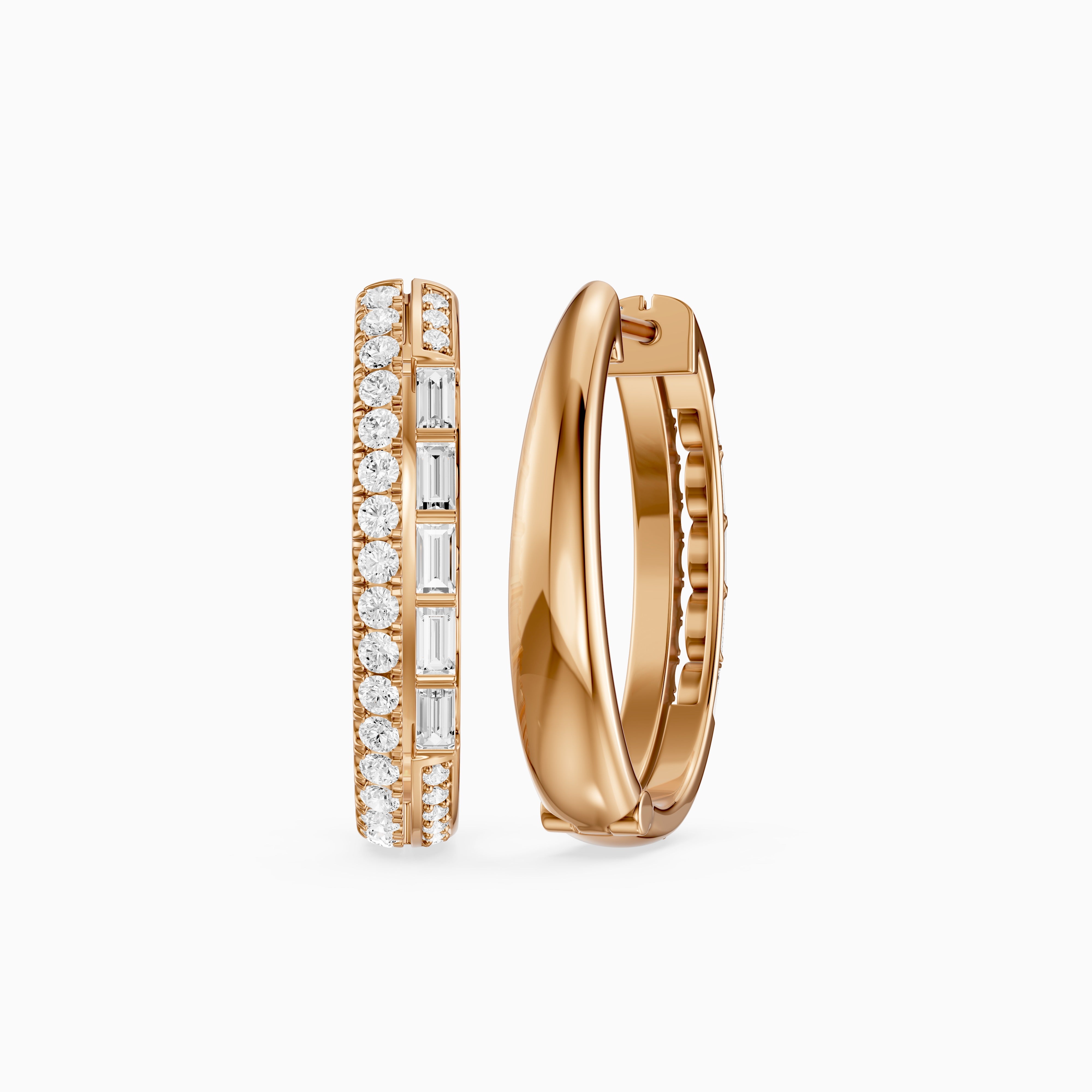Sinead Baguette and Round Cut Lab Grown Diamond Hoop Earrings