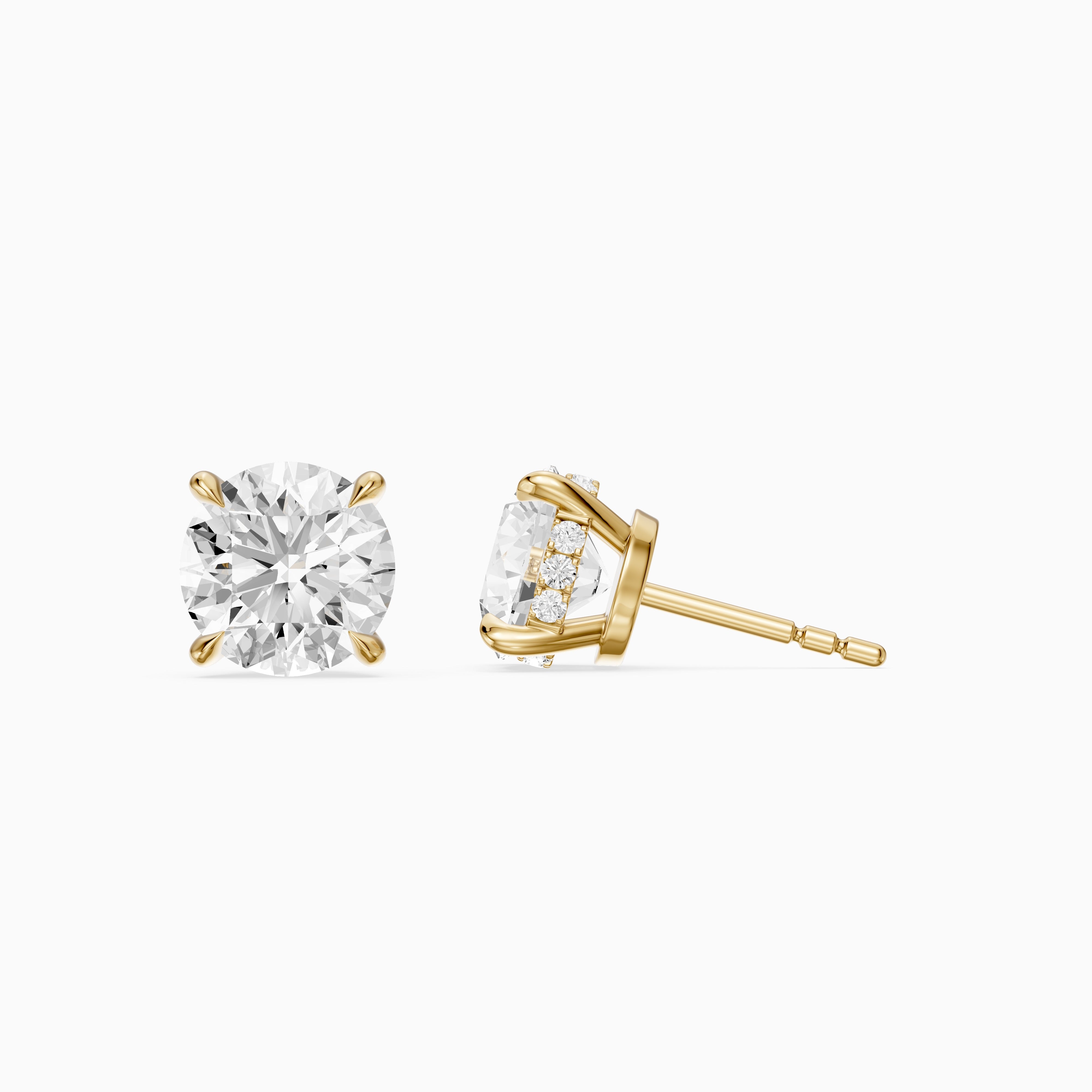 Polina Round Cut Lab Grown Diamond Hidden Halo Solitaire Earrings