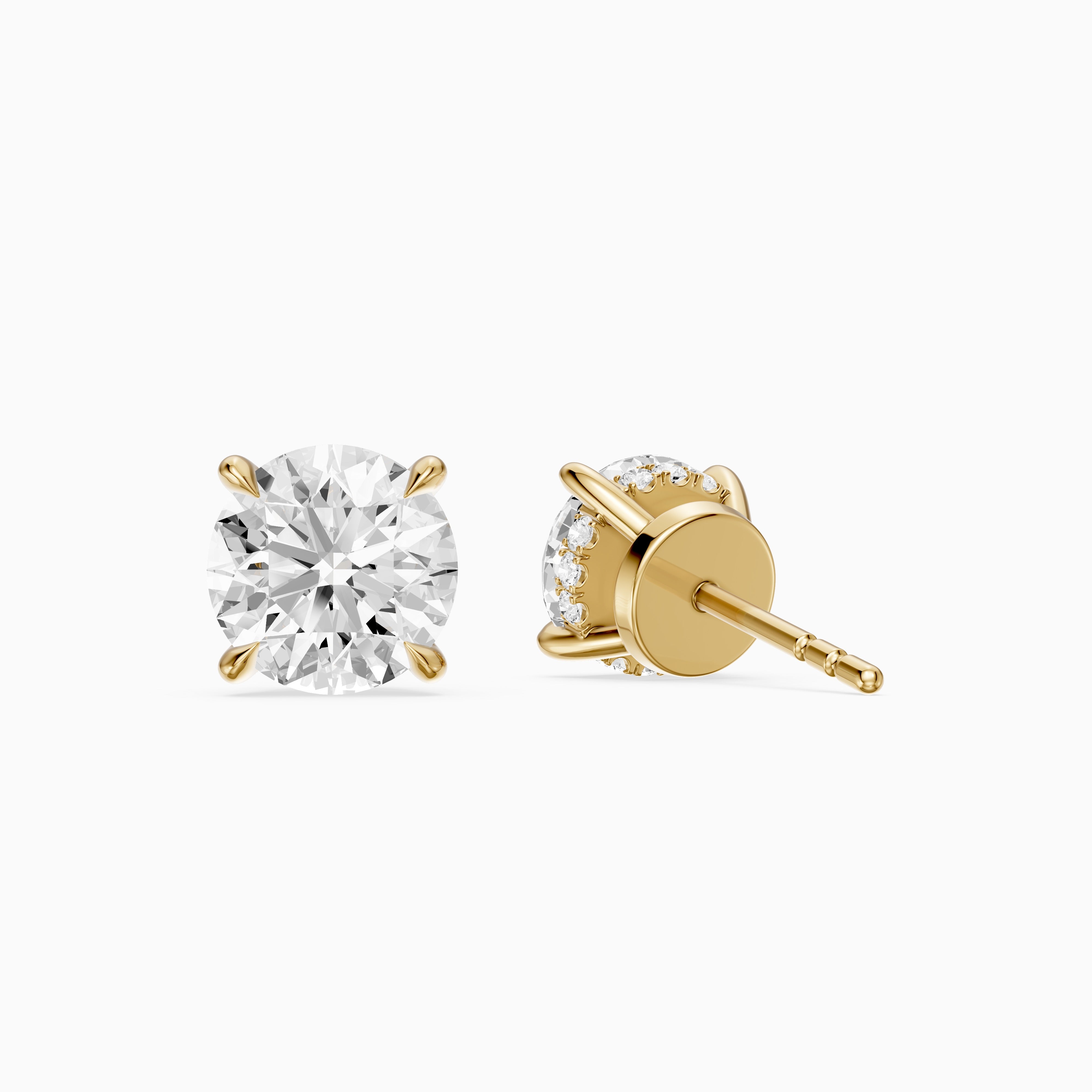 Polina Round Cut Lab Grown Diamond Hidden Halo Solitaire Earrings