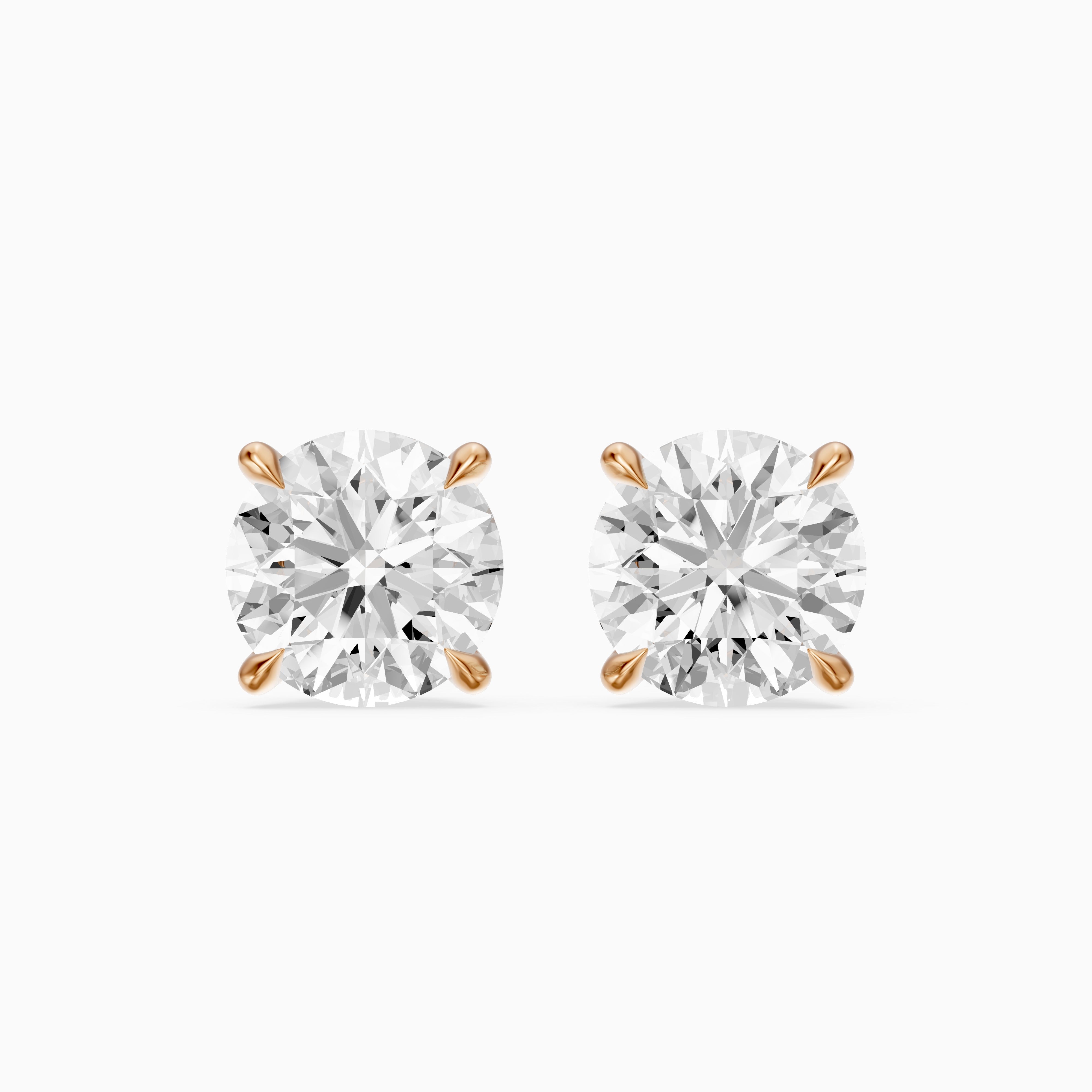 Polina Round Cut Lab Grown Diamond Hidden Halo Solitaire Earrings