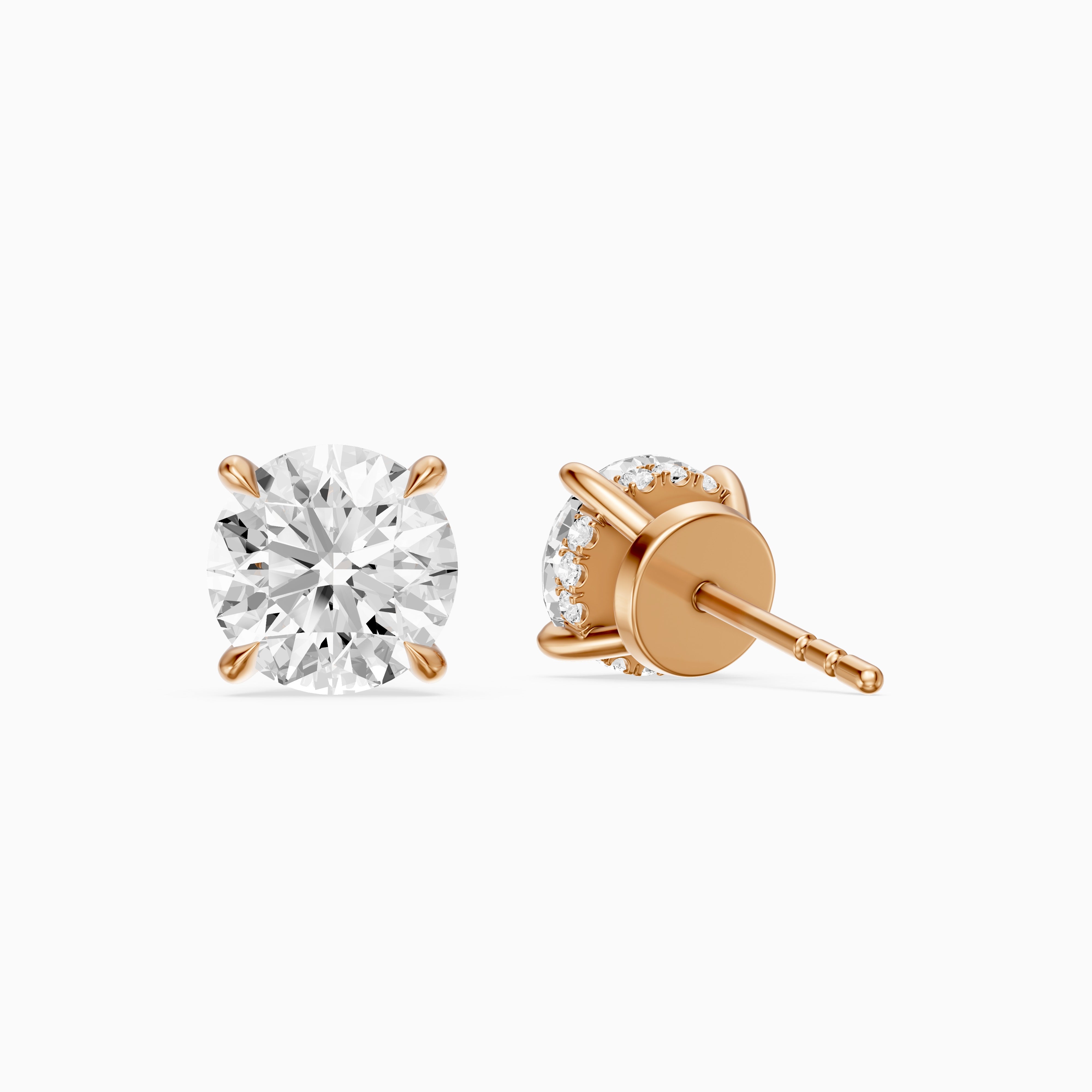 Polina Round Cut Lab Grown Diamond Hidden Halo Solitaire Earrings